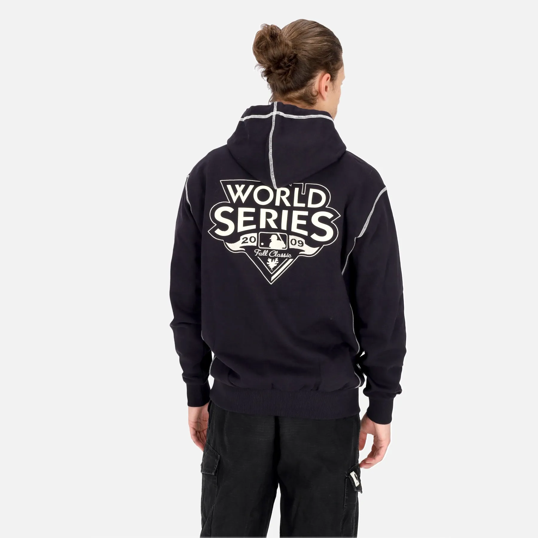 Felpa Leggera Cappuccio Uomo Mlb World Series Oversize Hoodie Neyyan Navy/off White