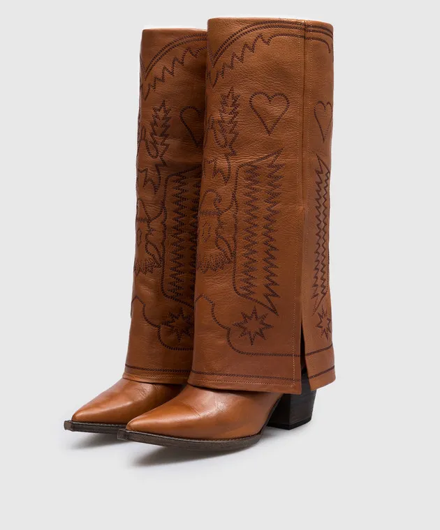 Filles a Papa Stivali in pelle marrone DALLASHIGH