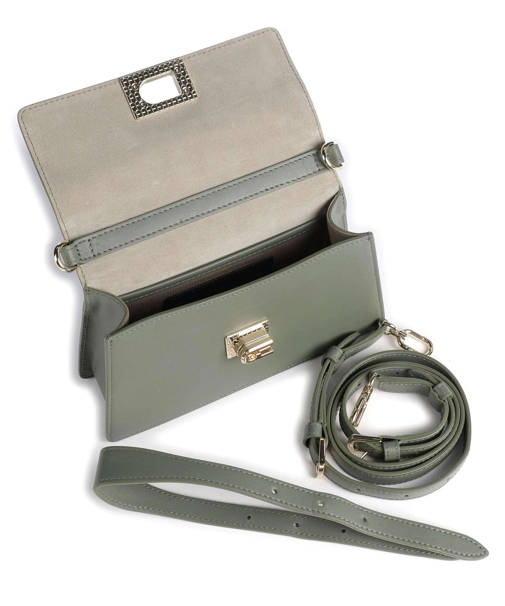  Furla Zoe Mini Borsa a tracolla pelle liscia verde scuro  