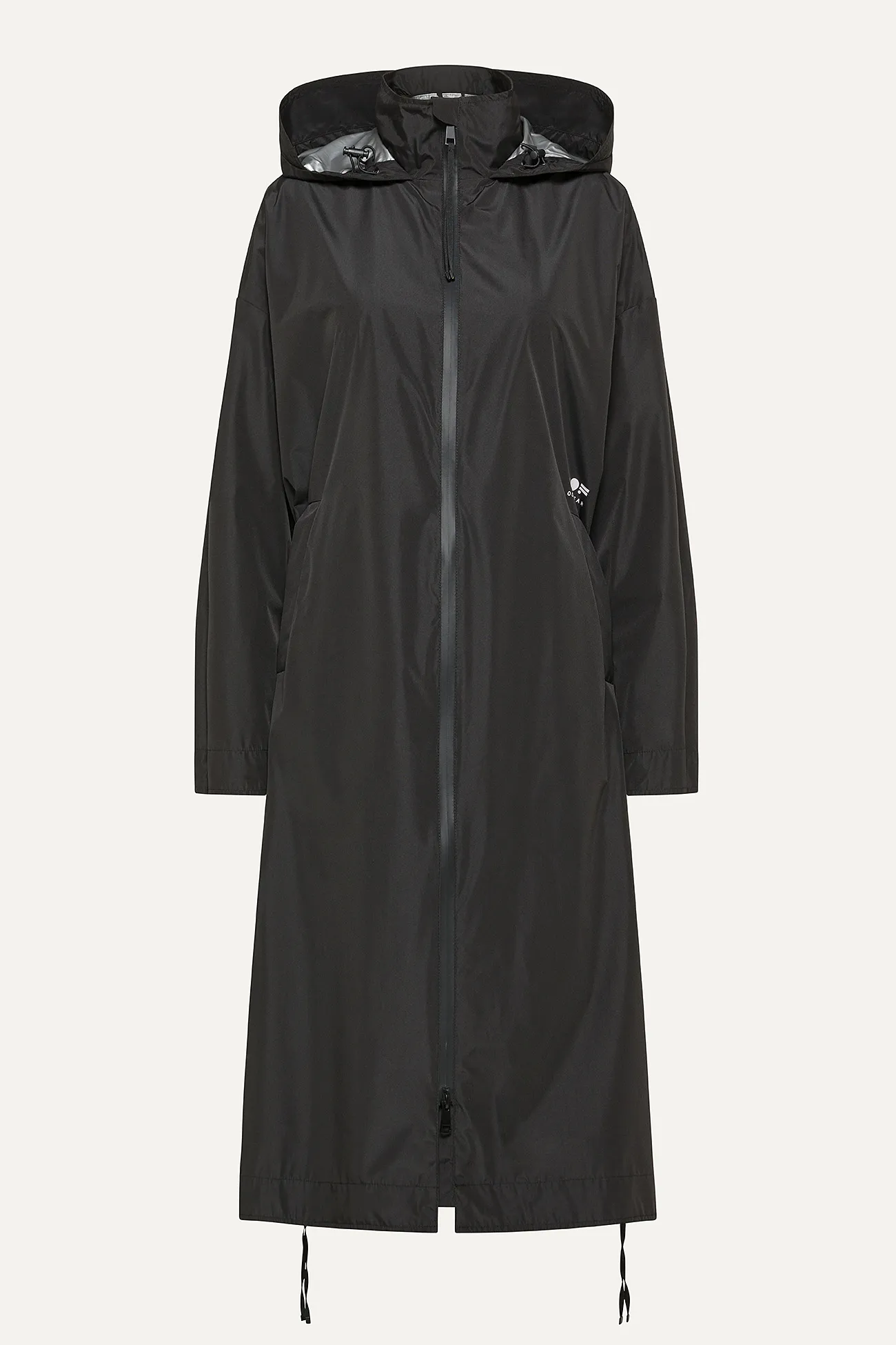 GIACCA LUNGA IN NYLON CON INTERNO ARGENTO 9216 - NERO