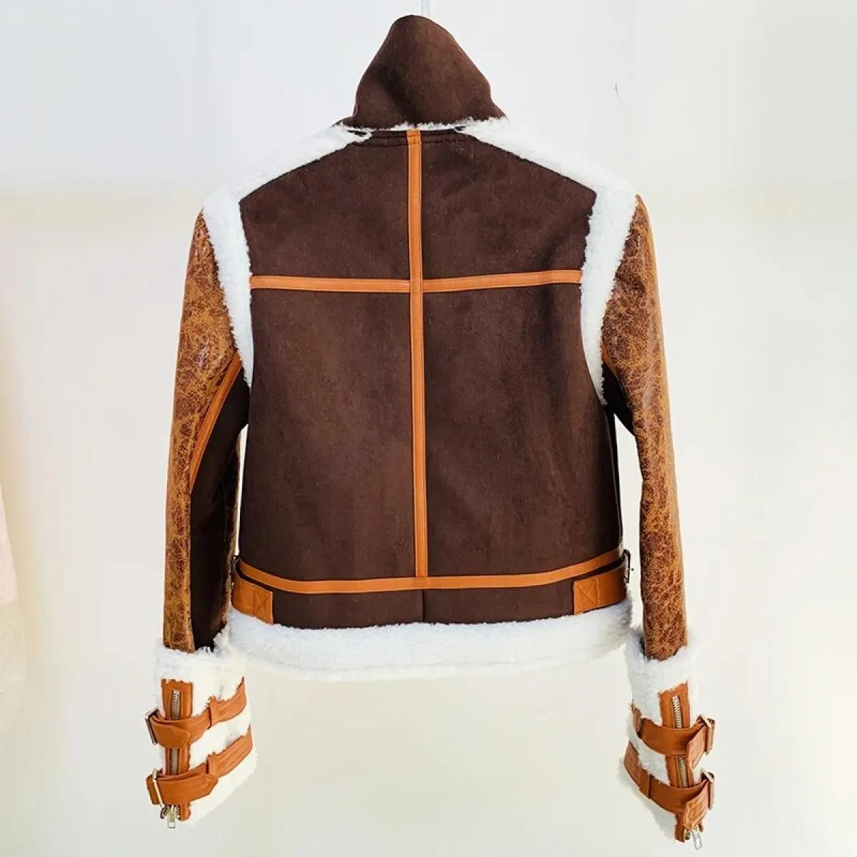 High Street Novità 2022 Giacca invernale firmata da donna Cerniere Patchwork Giacca in pelliccia sintetica Cappotto finto Lea