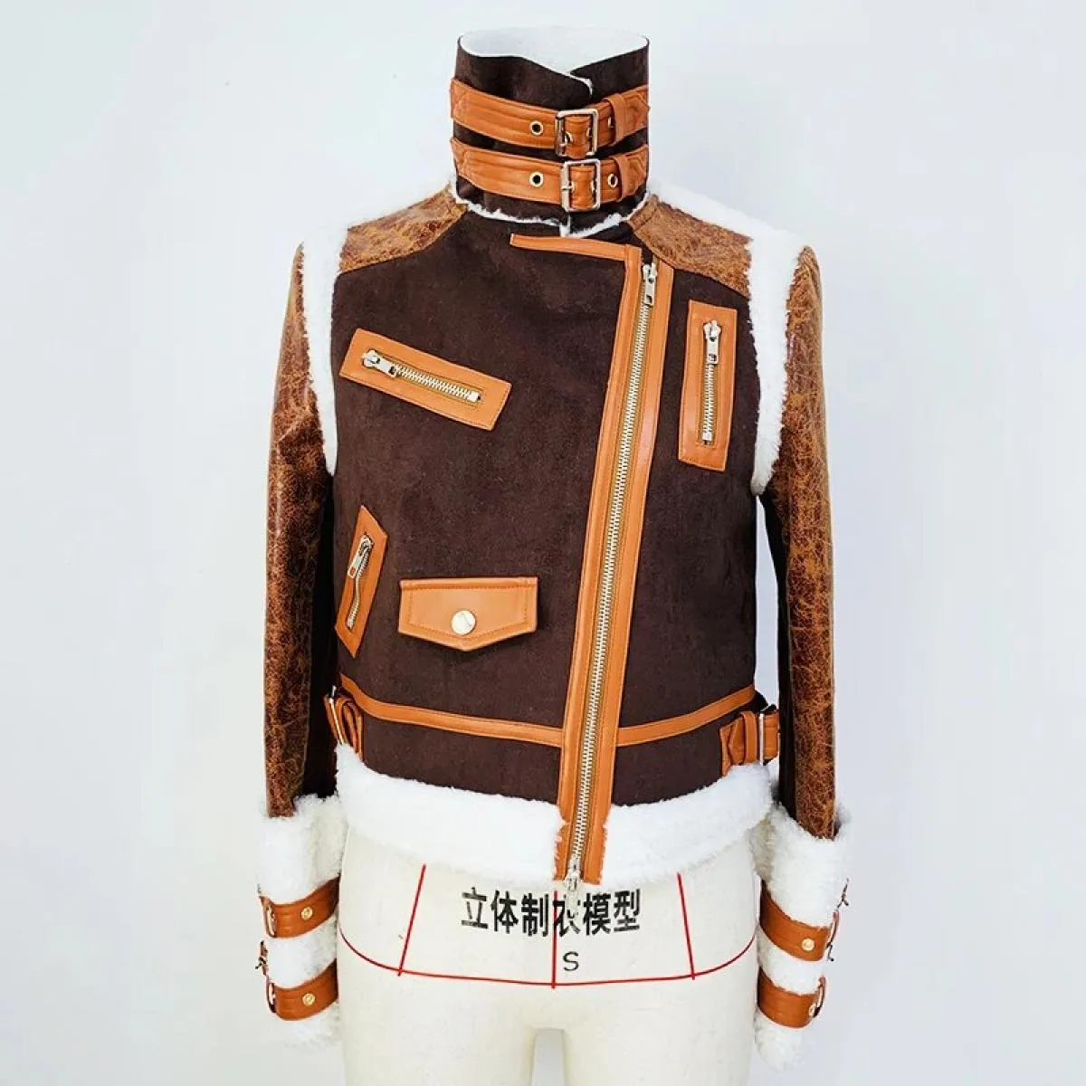 High Street Novità 2022 Giacca invernale firmata da donna Cerniere Patchwork Giacca in pelliccia sintetica Cappotto finto Lea