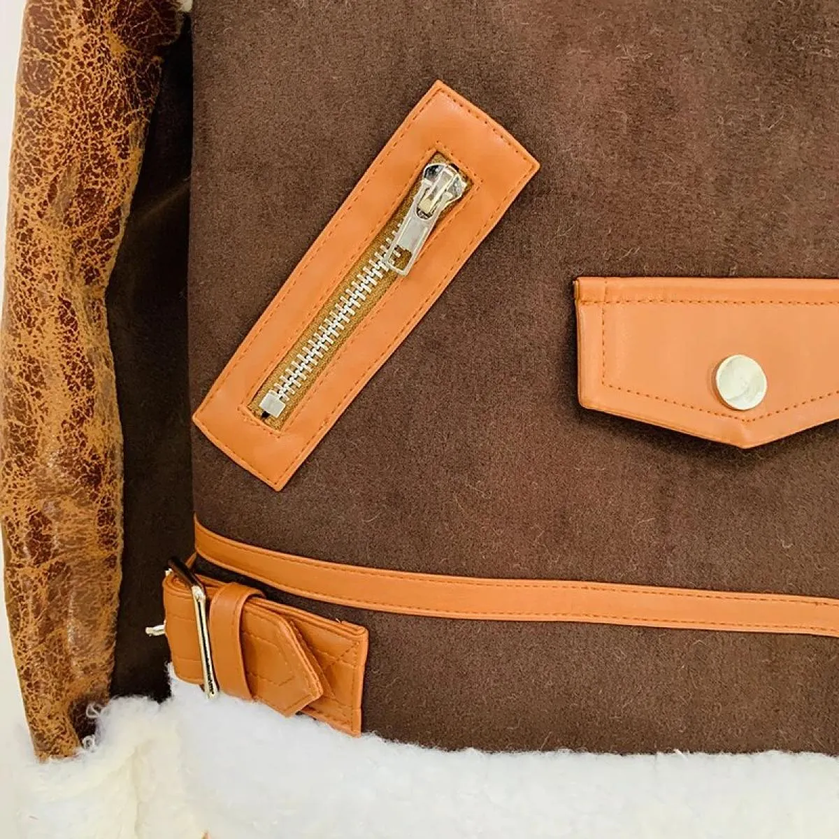 High Street Novità 2022 Giacca invernale firmata da donna Cerniere Patchwork Giacca in pelliccia sintetica Cappotto finto Lea