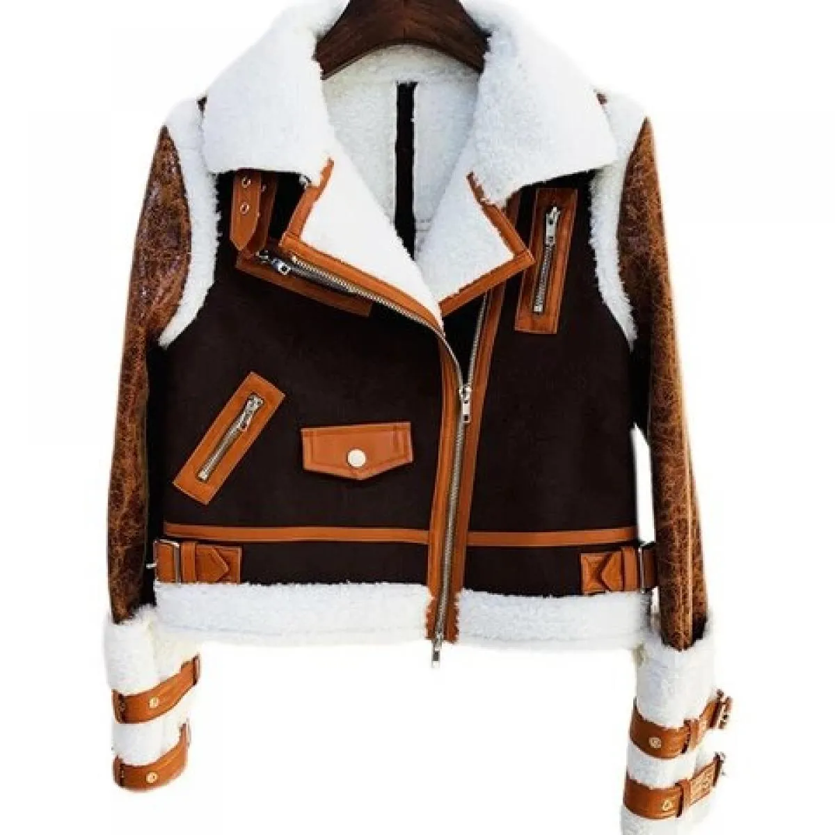 High Street Novità 2022 Giacca invernale firmata da donna Cerniere Patchwork Giacca in pelliccia sintetica Cappotto finto Lea