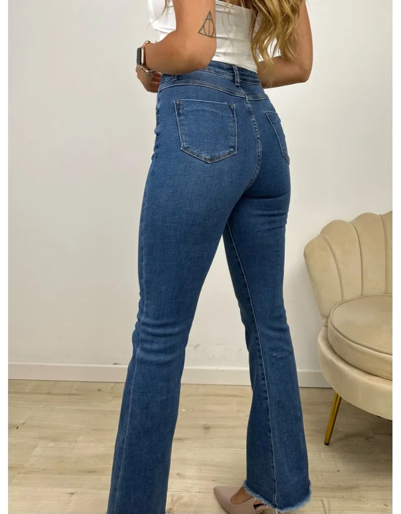 JEANS FLARE SFRANGIATO