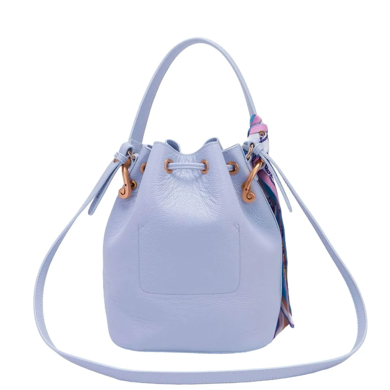 La Carrie Borsa Donna Secchiello Drilled, Logo Traforato, Pelle, Celeste