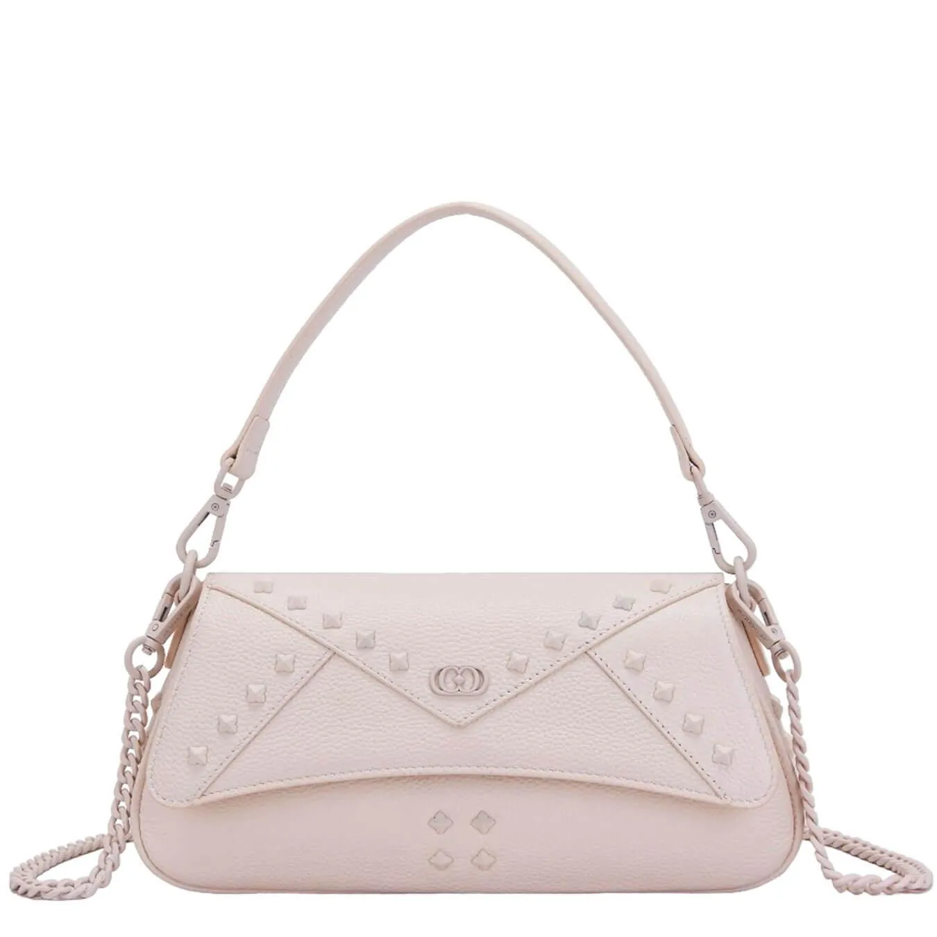 La Carrie Borsa Frivolous Donna a Spalla, Media, Pelle, Borchie, Avorio