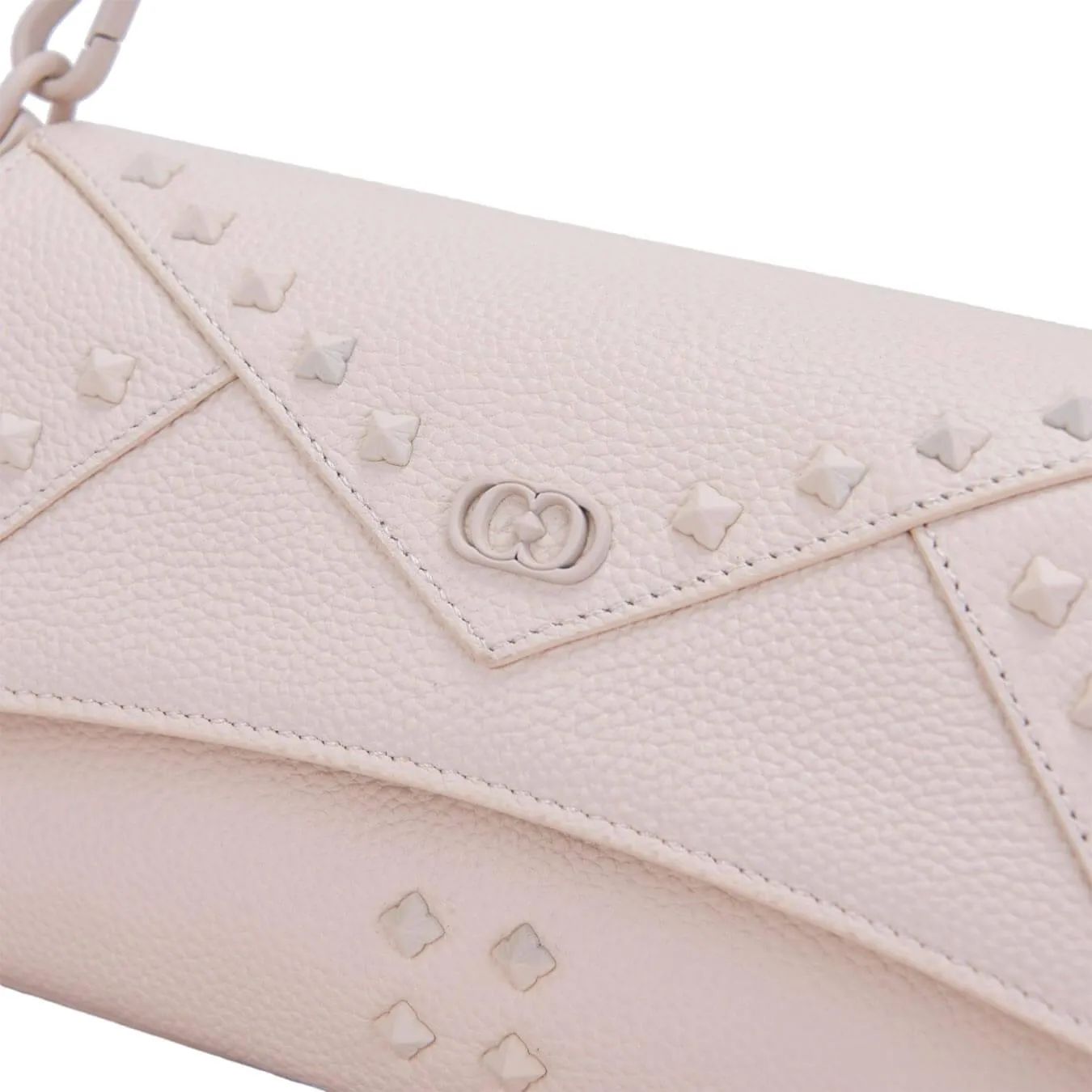La Carrie Borsa Frivolous Donna a Spalla, Media, Pelle, Borchie, Avorio