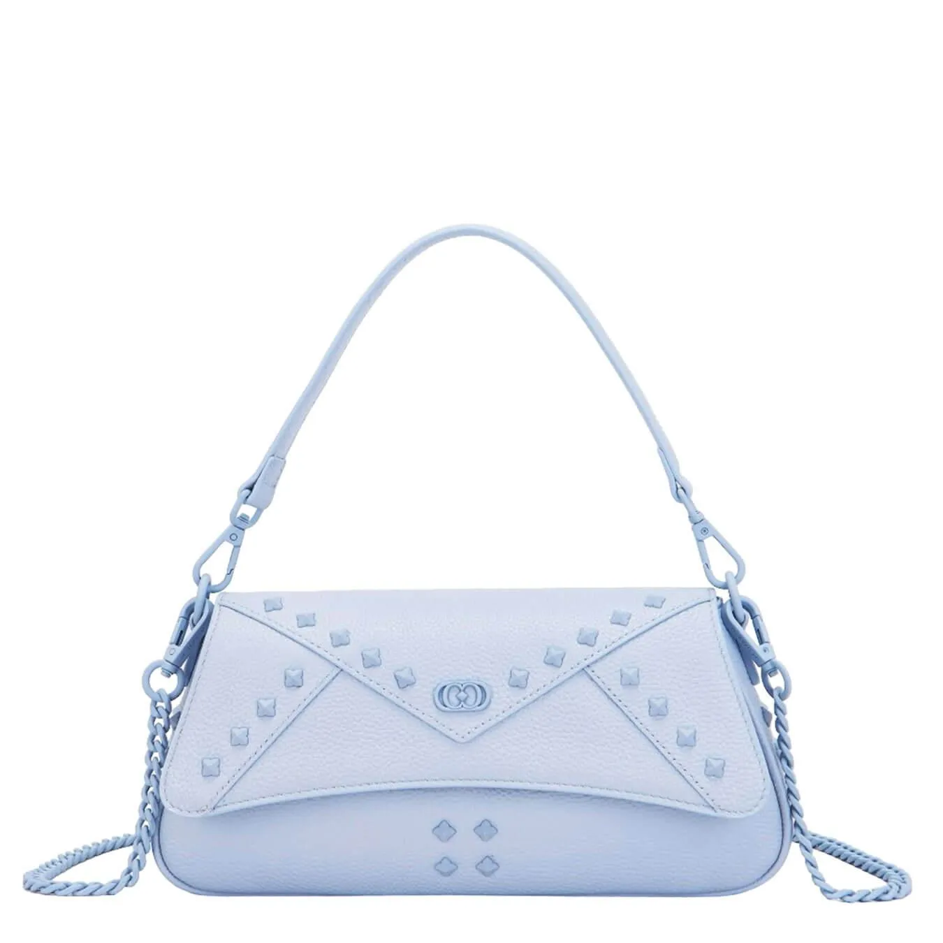 La Carrie Borsa Frivolous Donna a Spalla, Media, Pelle, Borchie, Celeste
