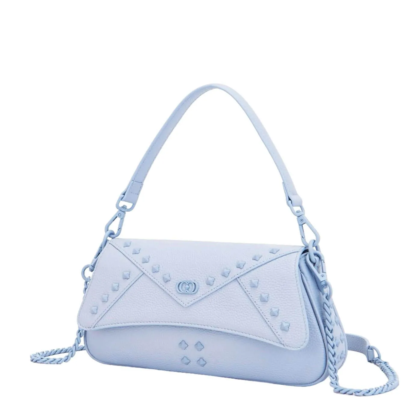La Carrie Borsa Frivolous Donna a Spalla, Media, Pelle, Borchie, Celeste