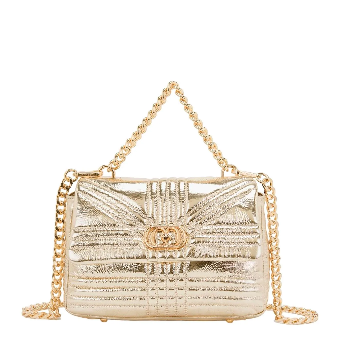 La Carrie Borsa Shiny a Mano Donna, Tracolla, Matelassè, Pelle, Oro
