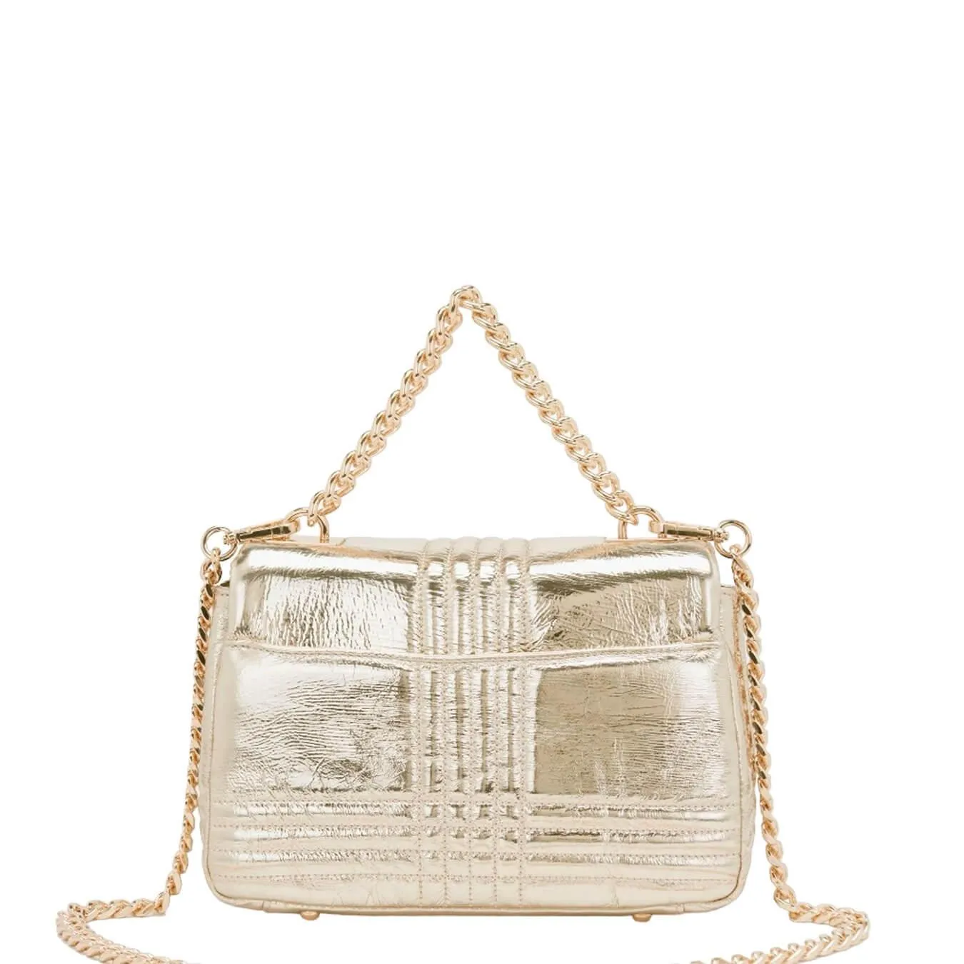 La Carrie Borsa Shiny a Mano Donna, Tracolla, Matelassè, Pelle, Oro