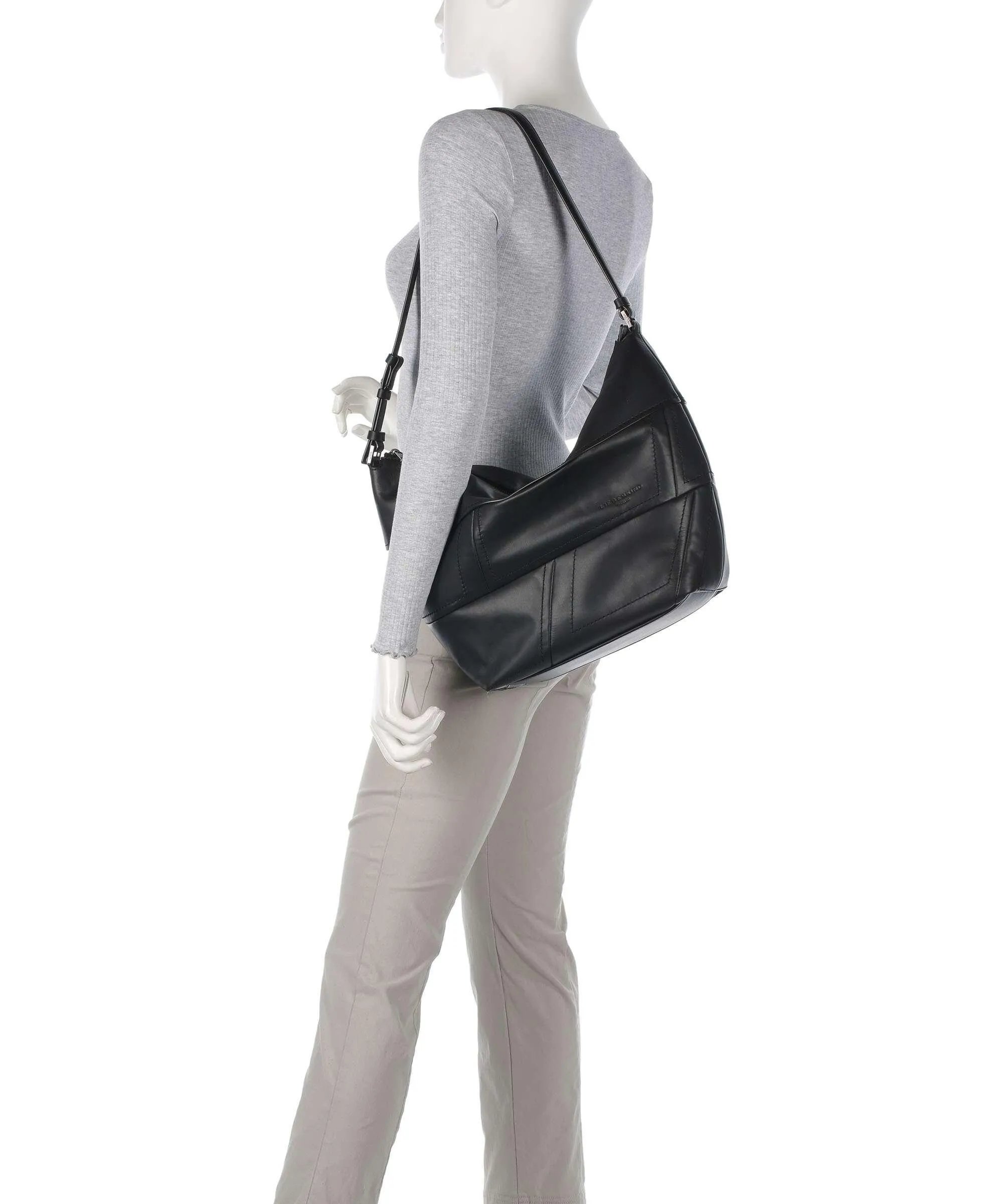  Liebeskind Edda Calf Optic M Borsa hobo pelle di vacchetta finemente grana nero  