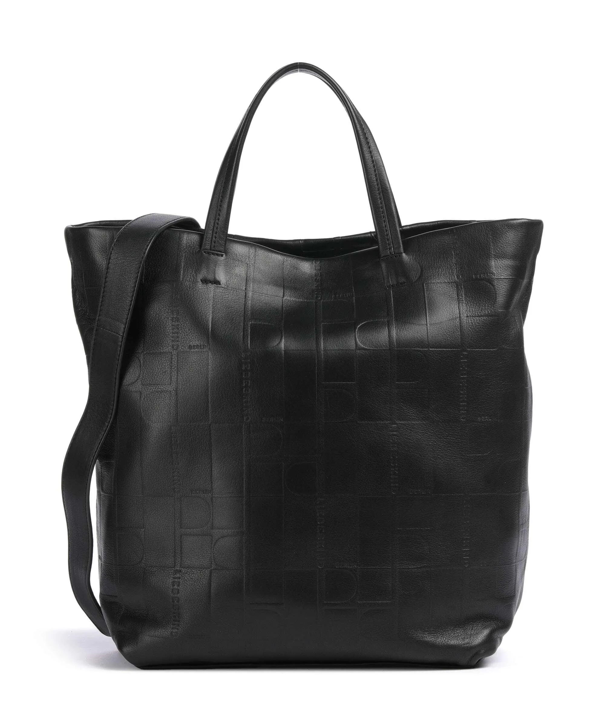  Liebeskind Hera Monogram Sheep Natural L Borsa shopper pelle di vacchetta goffrata nero  
