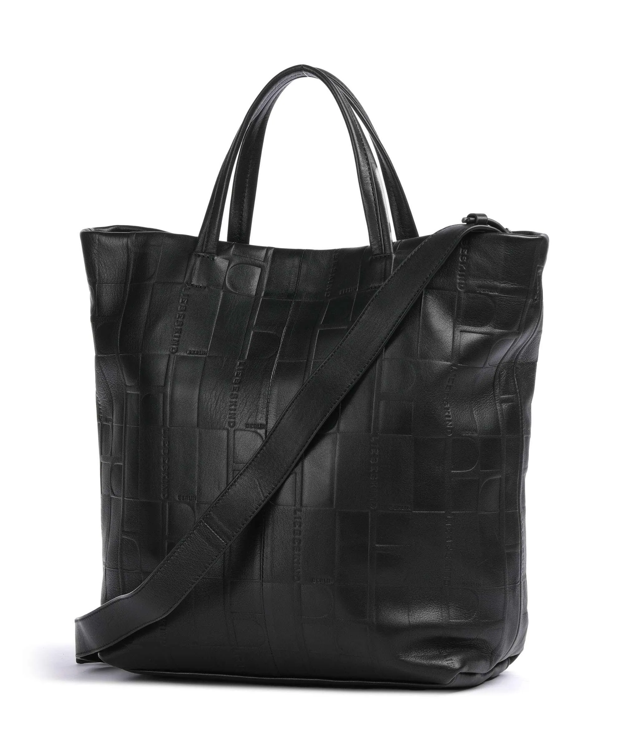  Liebeskind Hera Monogram Sheep Natural L Borsa shopper pelle di vacchetta goffrata nero  