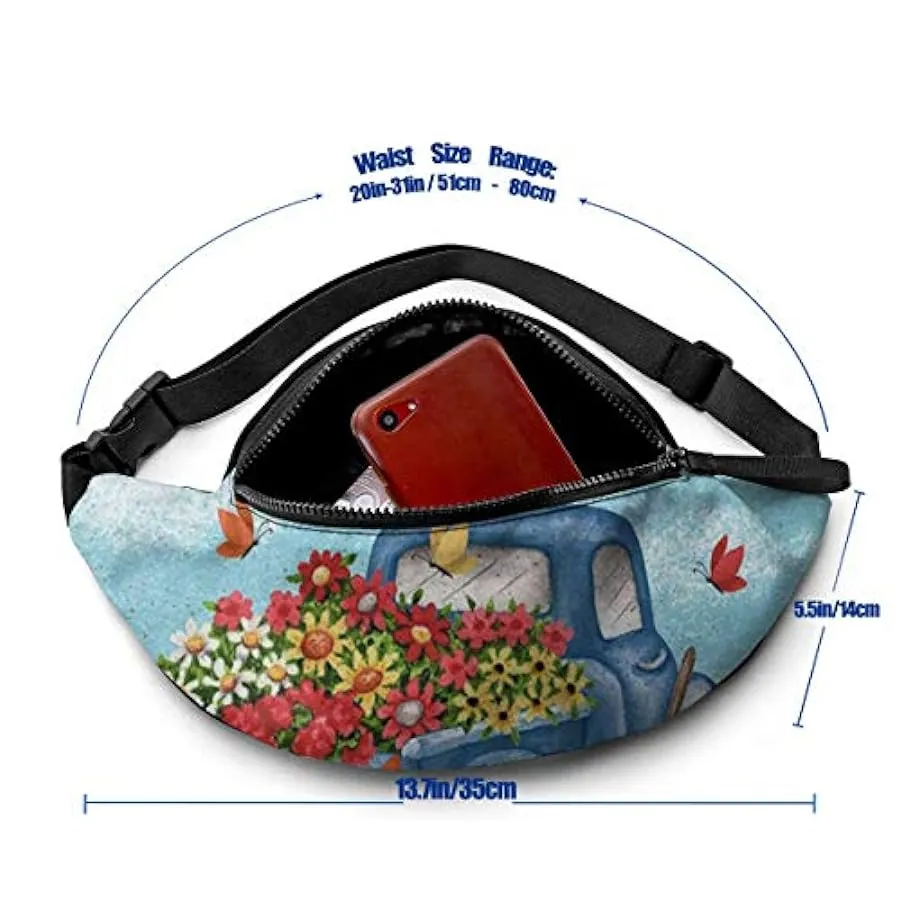 Marsupio per Uomo Donna,Marsupio Flower Truck Marsupio con Cintura Tasca a Tracolla Regolabile Borsa a Tracolla Borsa sul Petto 