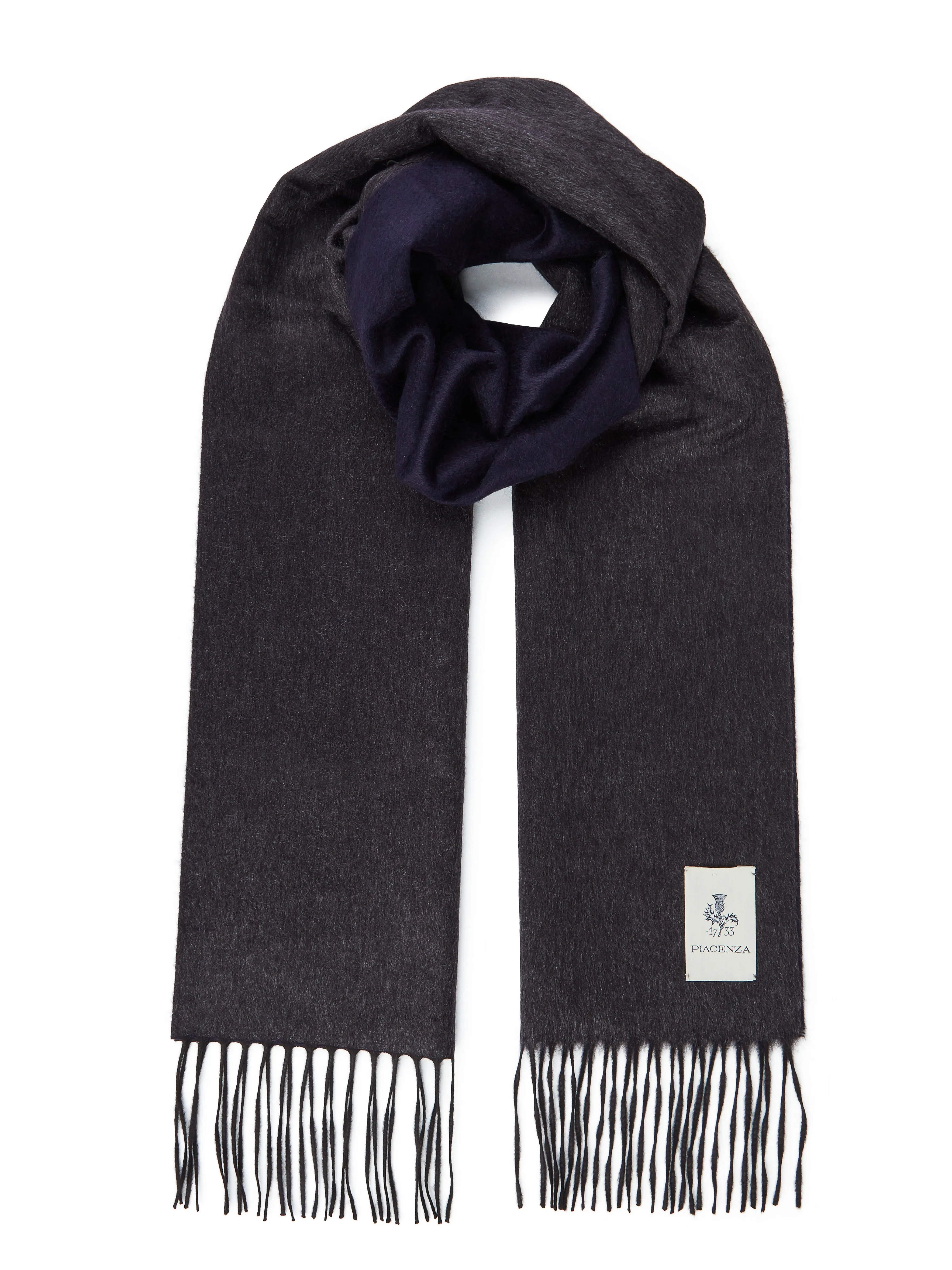 MIRROR - Sciarpa in Cashmere seta bicolore grigio blu