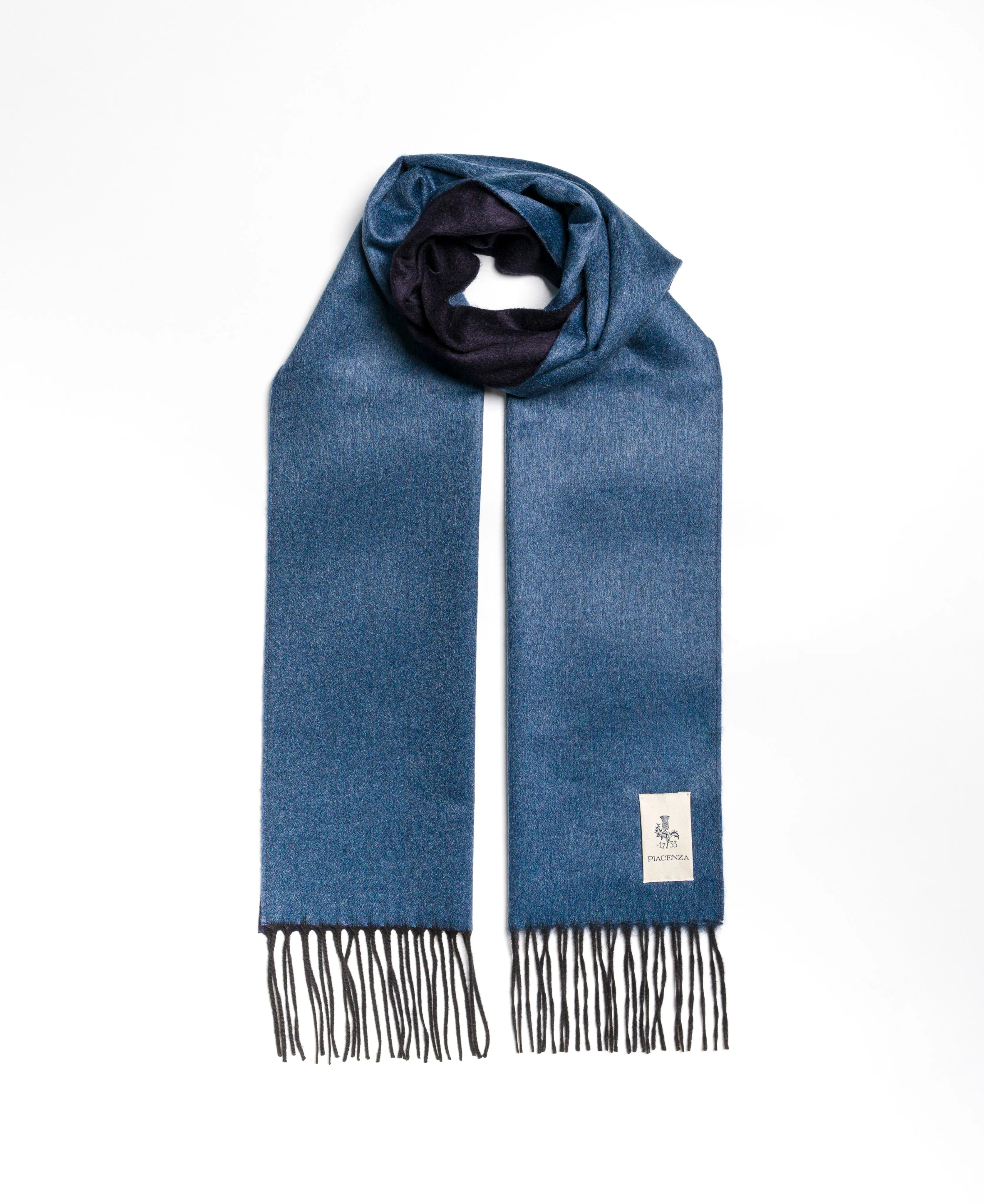 MIRROR - Sciarpa in Cashmere/Seta bicolore Blu/Cielo