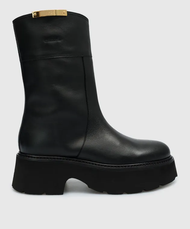 N21 Stivali in pelle nera con logo 23ISP04500450