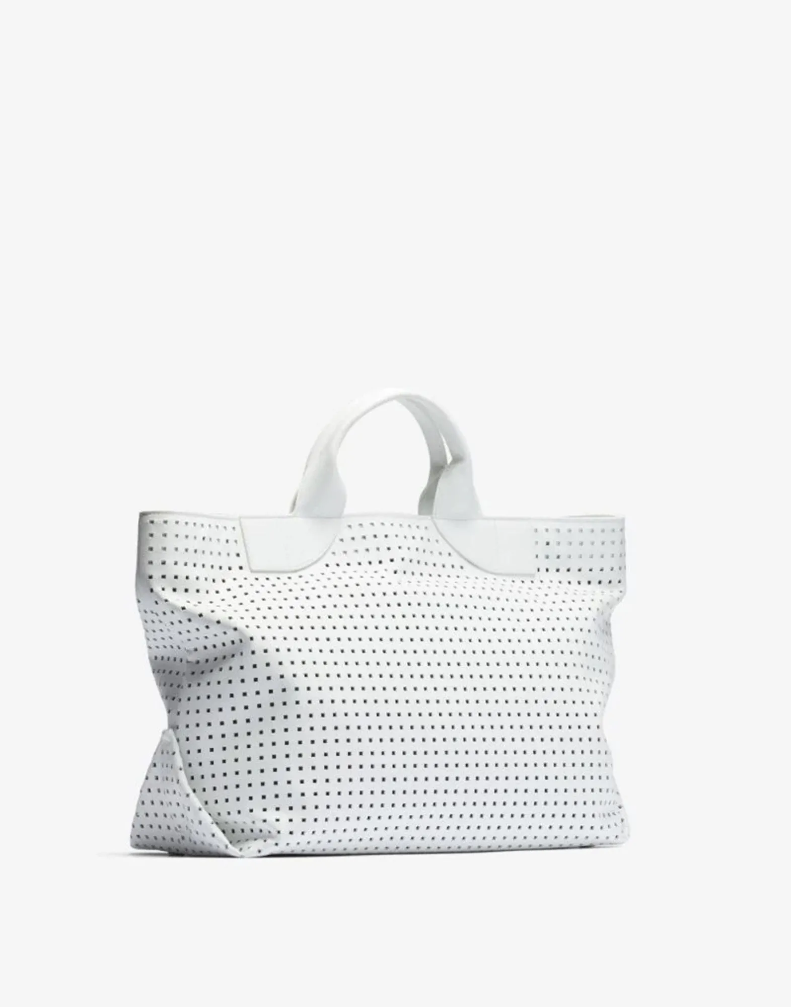 N°21 Borsa Shopper Traforata Grande in Pelle Bianca