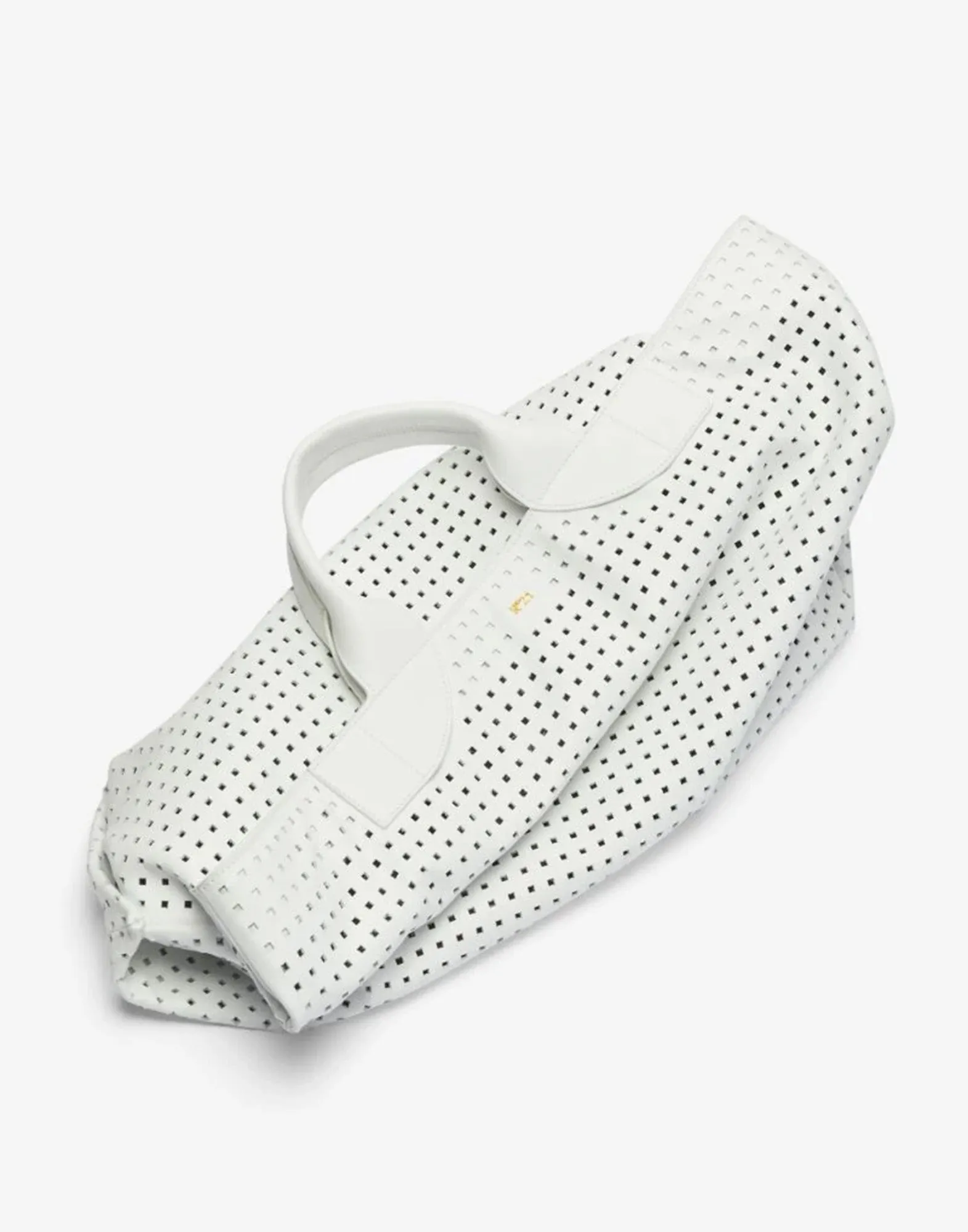 N°21 Borsa Shopper Traforata Grande in Pelle Bianca