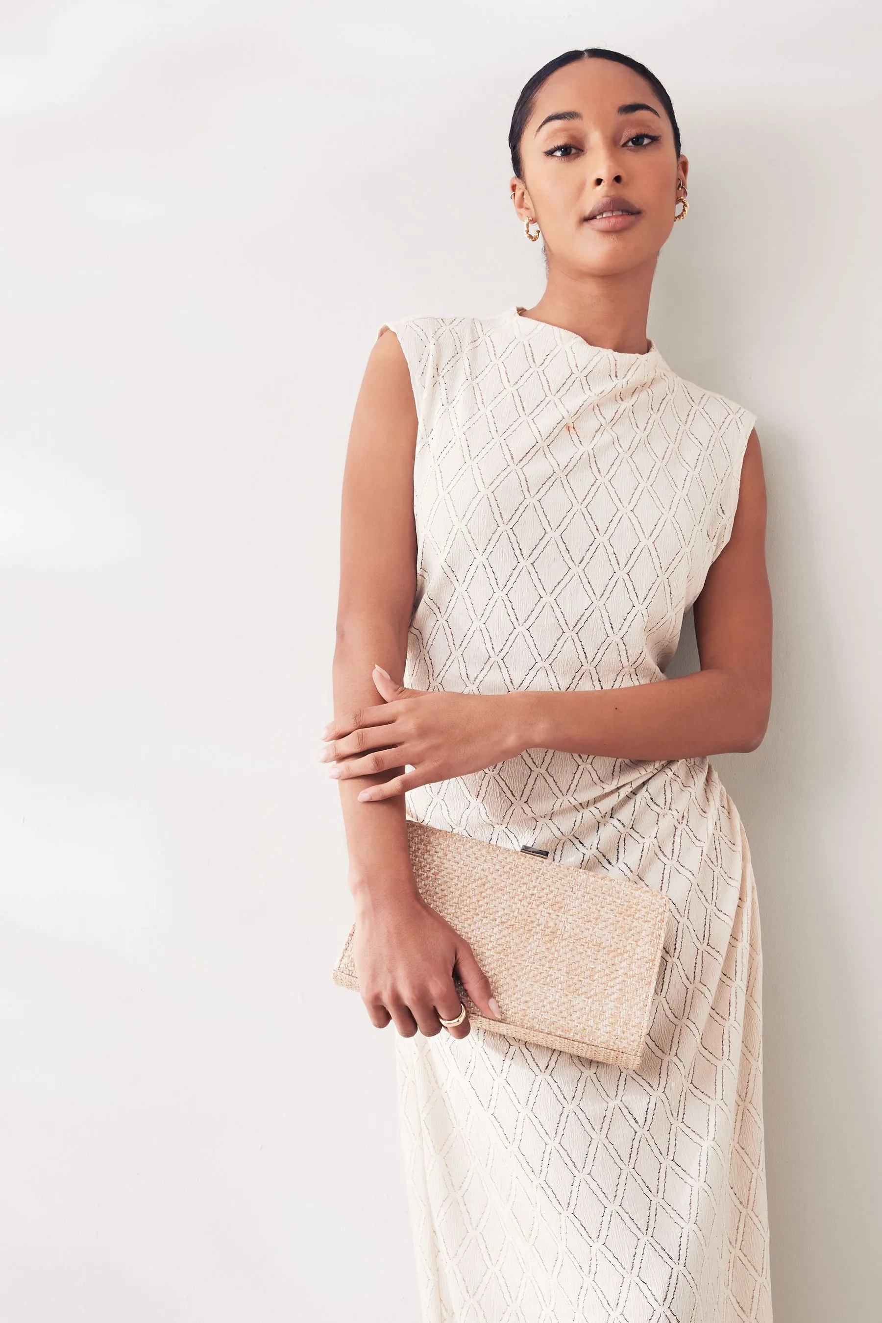 Oro  - Pochette con Borsa in rafia