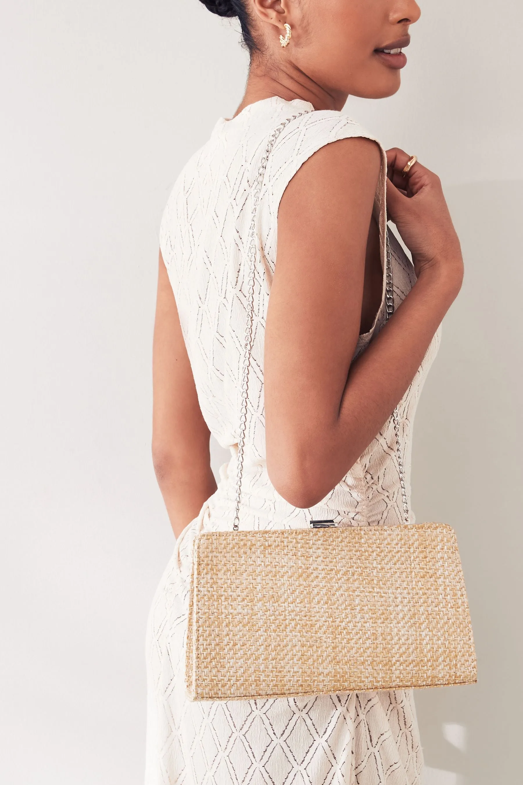 Oro  - Pochette con Borsa in rafia