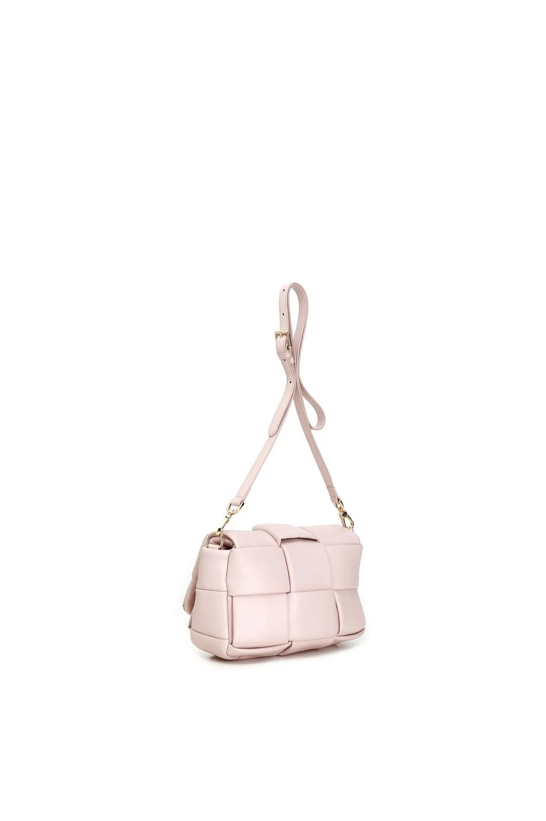 pochette con intreccio grande leggermente imbottito sulla patta cipria