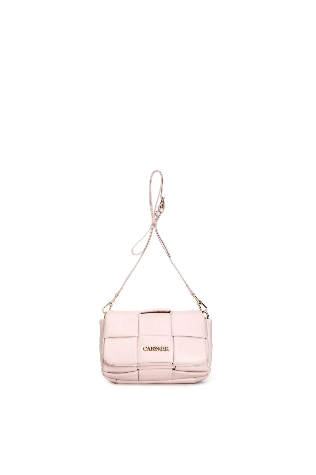 pochette con intreccio grande leggermente imbottito sulla patta cipria