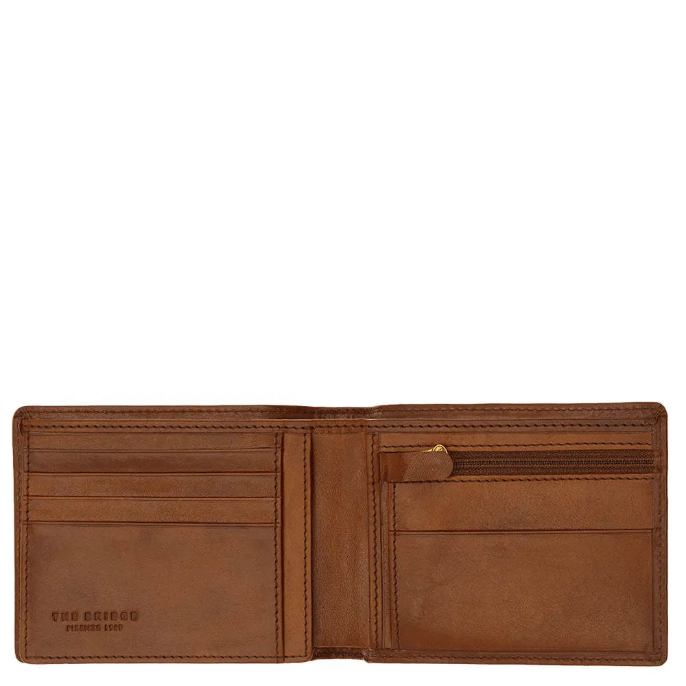 Portafoglio Uomo con Pattina e Portamonete THE BRIDGE In Pelle Marrone linea Story 01402301