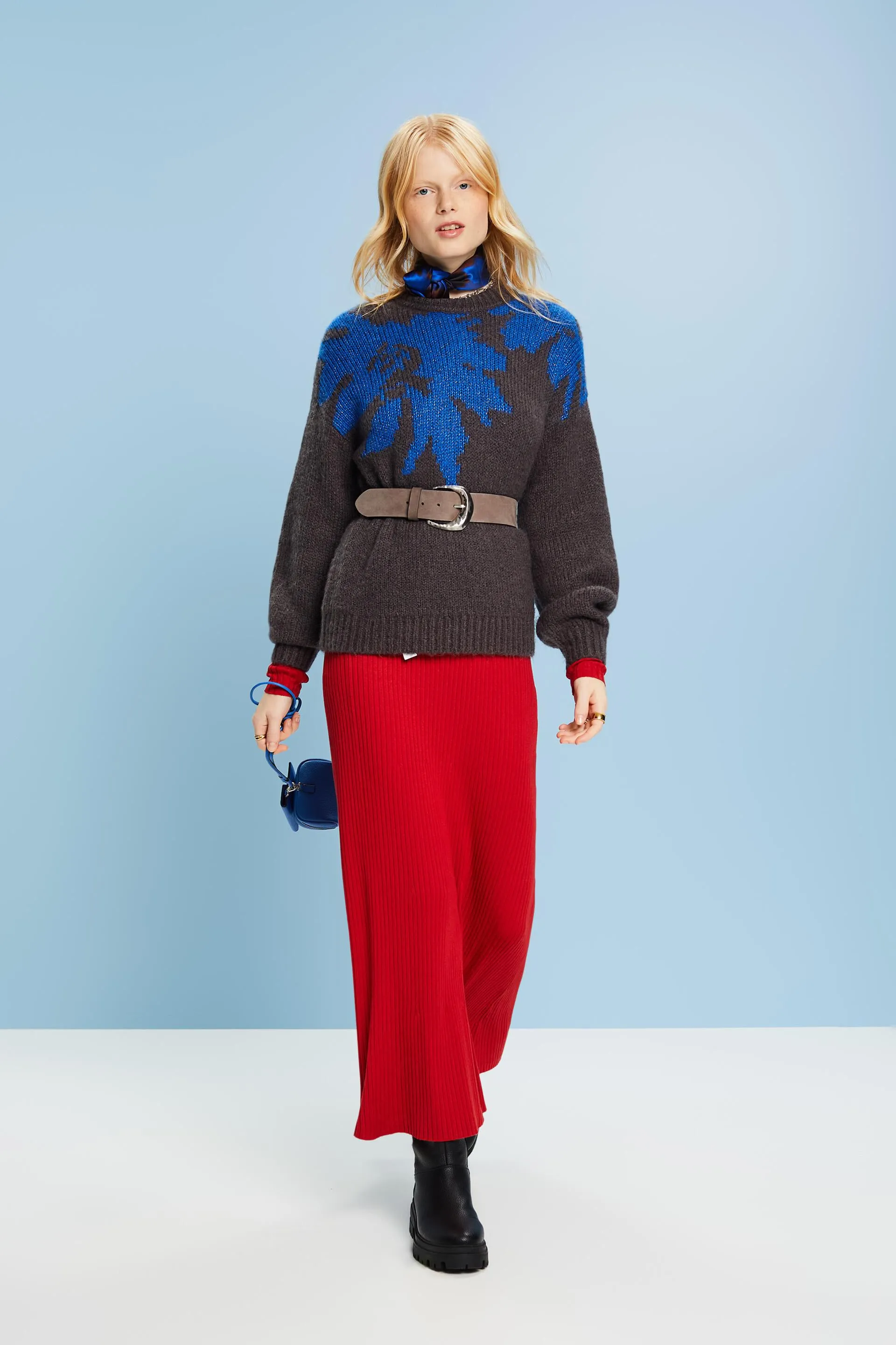 Pullover metallico jacquard a maglia