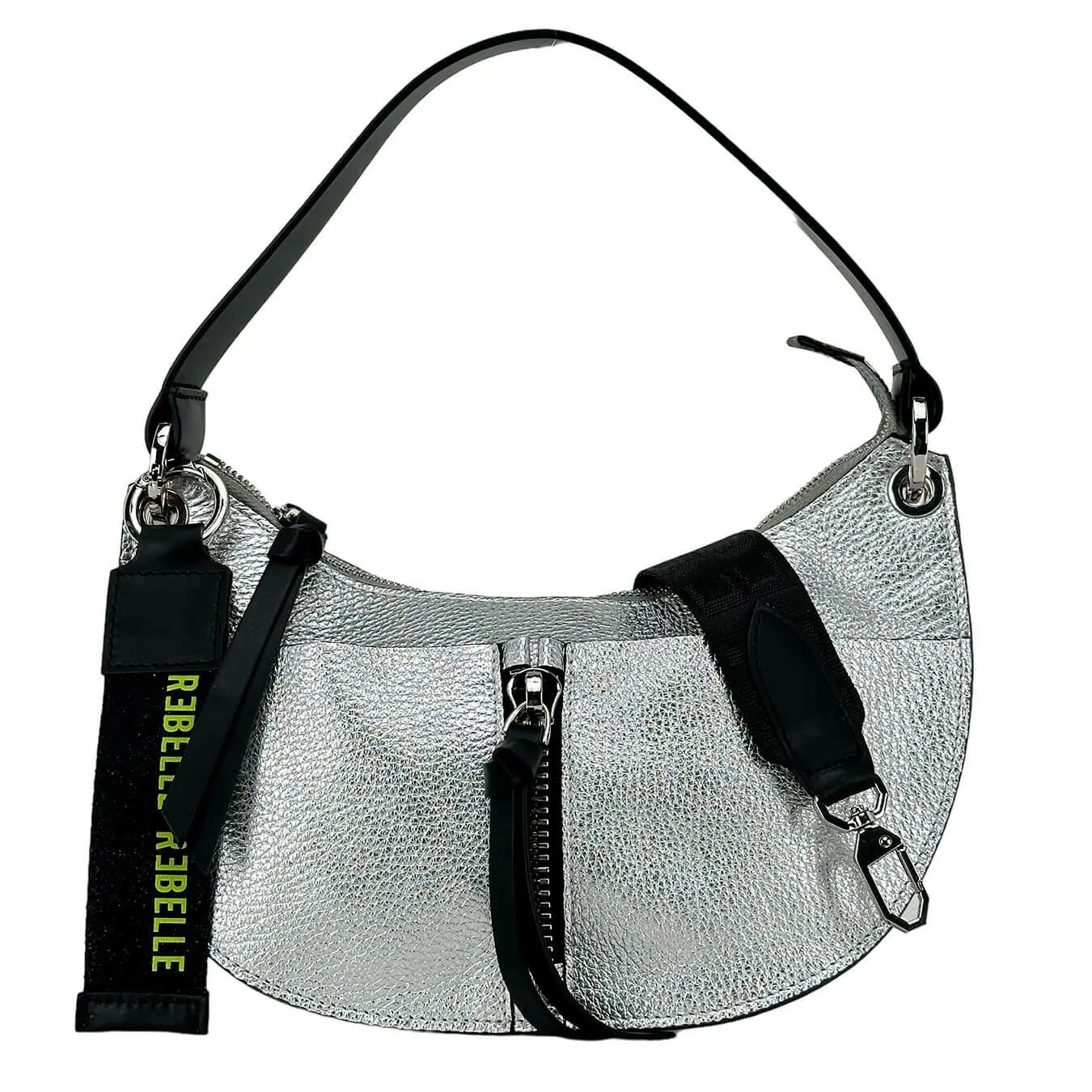 Rebelle Borsa Dolores Donna, Mezzaluna, Spalla, Pelle Dollaro, Argento