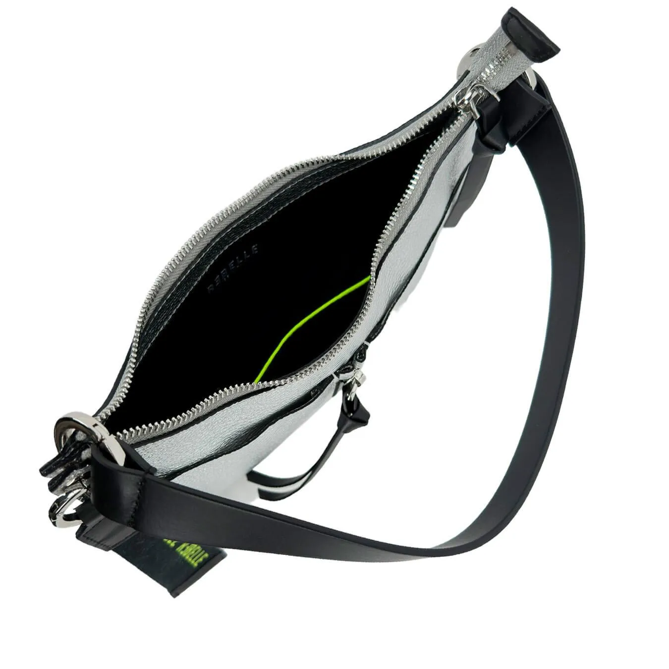Rebelle Borsa Dolores Donna, Mezzaluna, Spalla, Pelle Dollaro, Argento