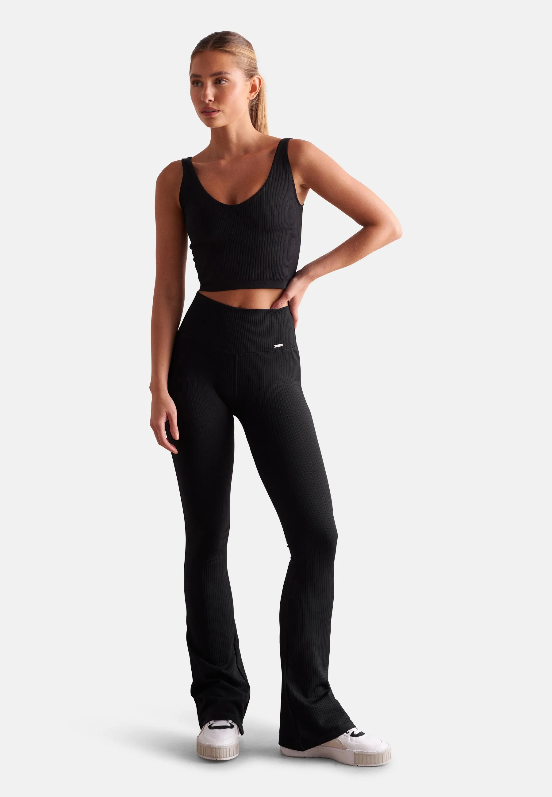 RIBBED SEAMLESS FLARE - Collant