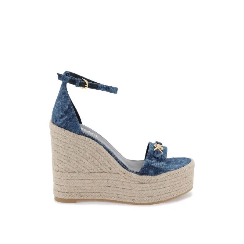 Sandali con zeppa Barocco in denim