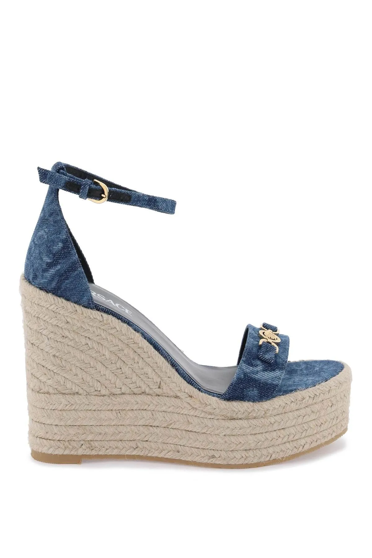 Sandali con zeppa Barocco in denim