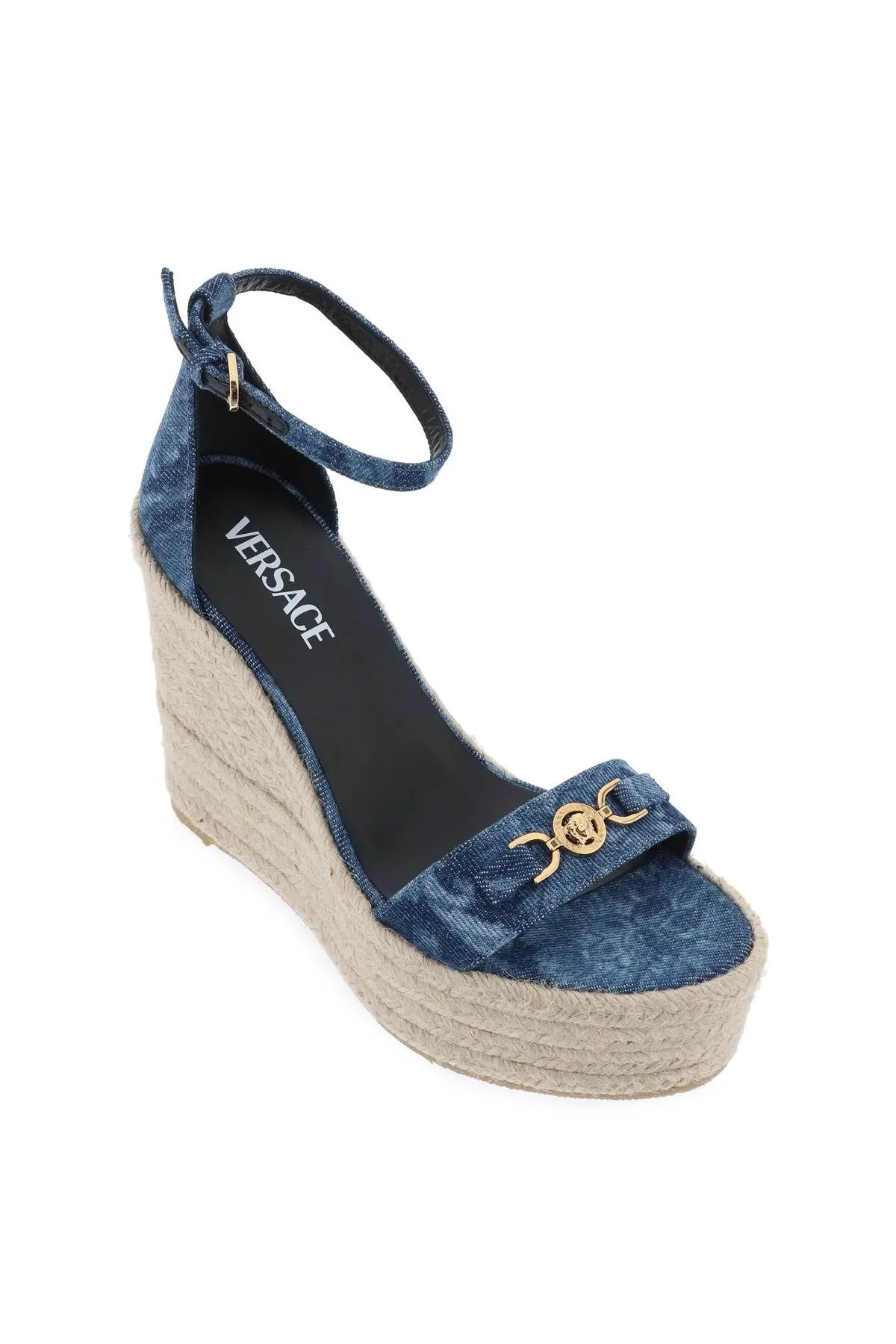 Sandali con zeppa Barocco in denim