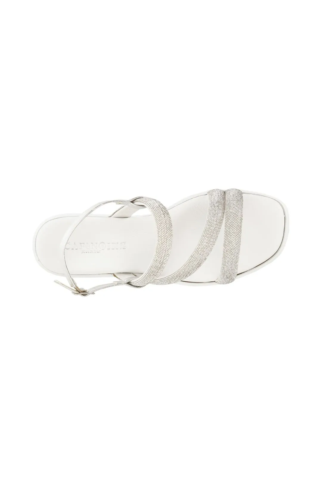 sandali con zeppa e tre fasce con strass argento