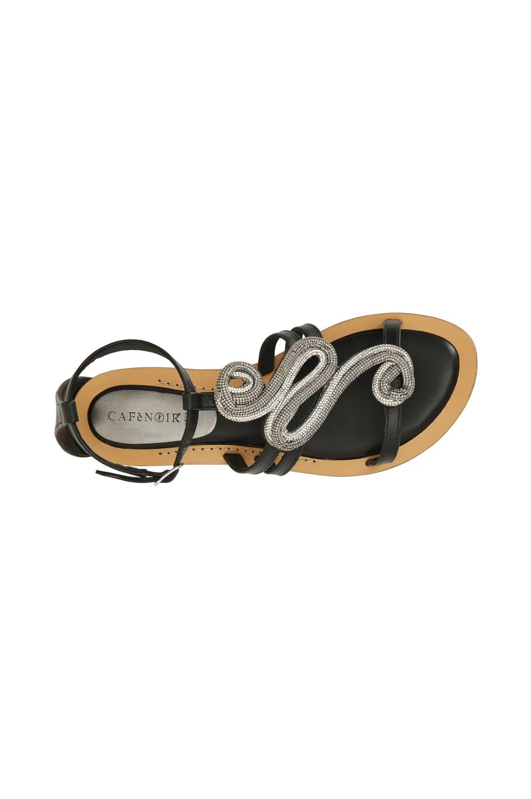 sandali in nappa con decorazione strass nero