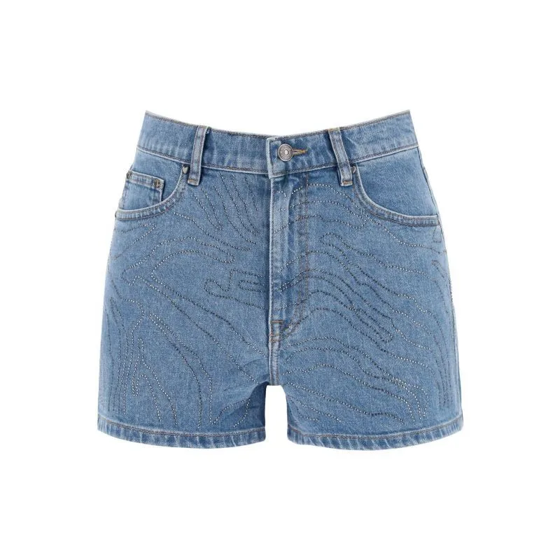 Shorts in denim con strass