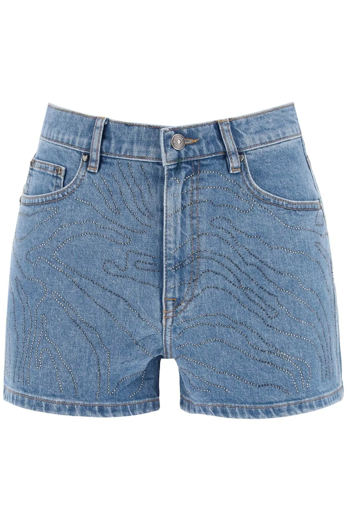 Shorts in denim con strass