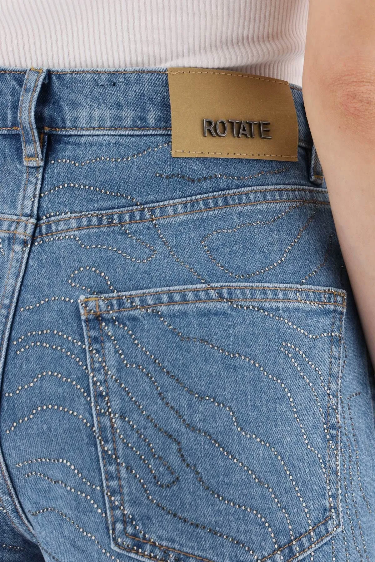Shorts in denim con strass