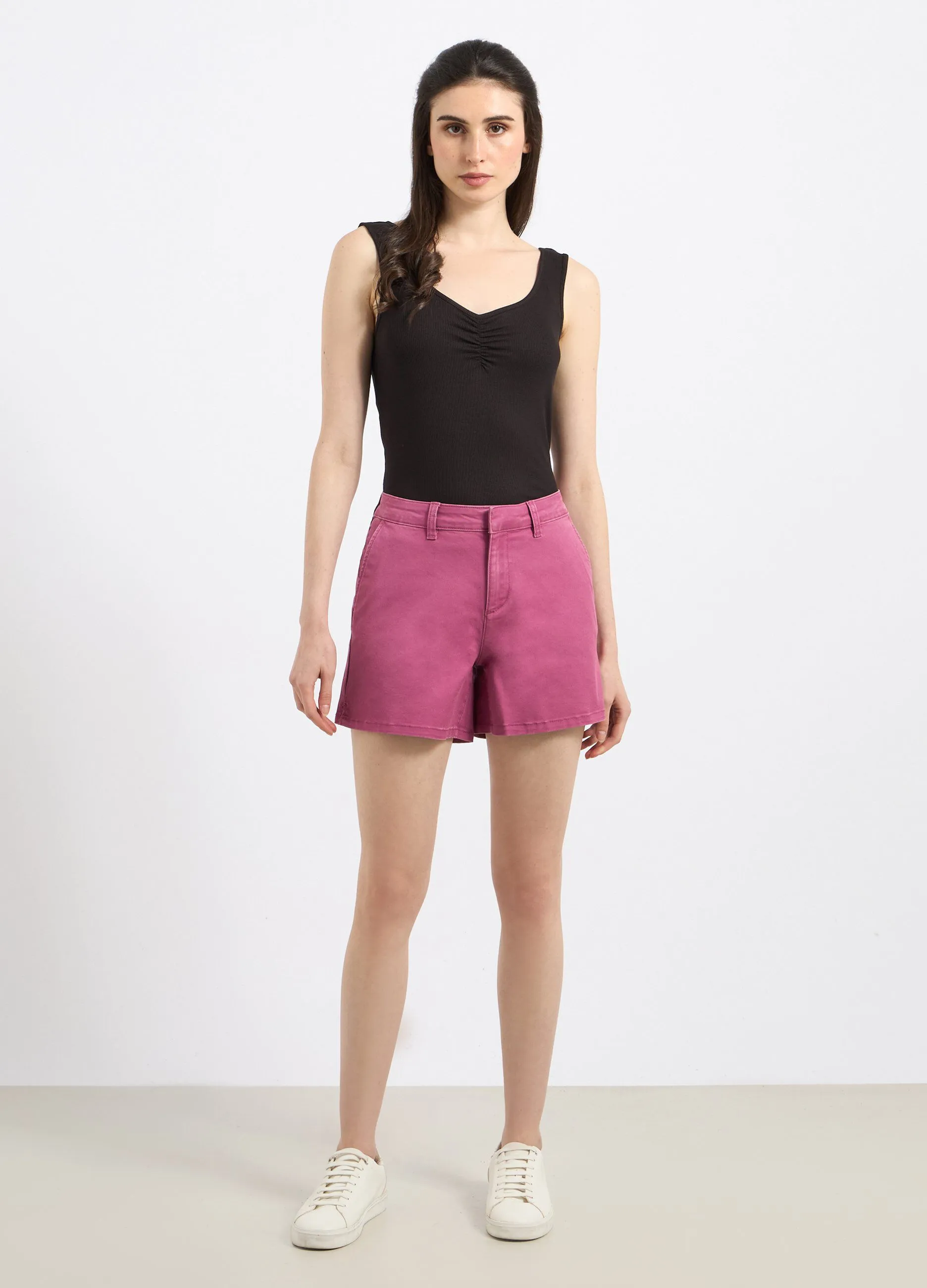 Shorts in denim di misto cotone donna