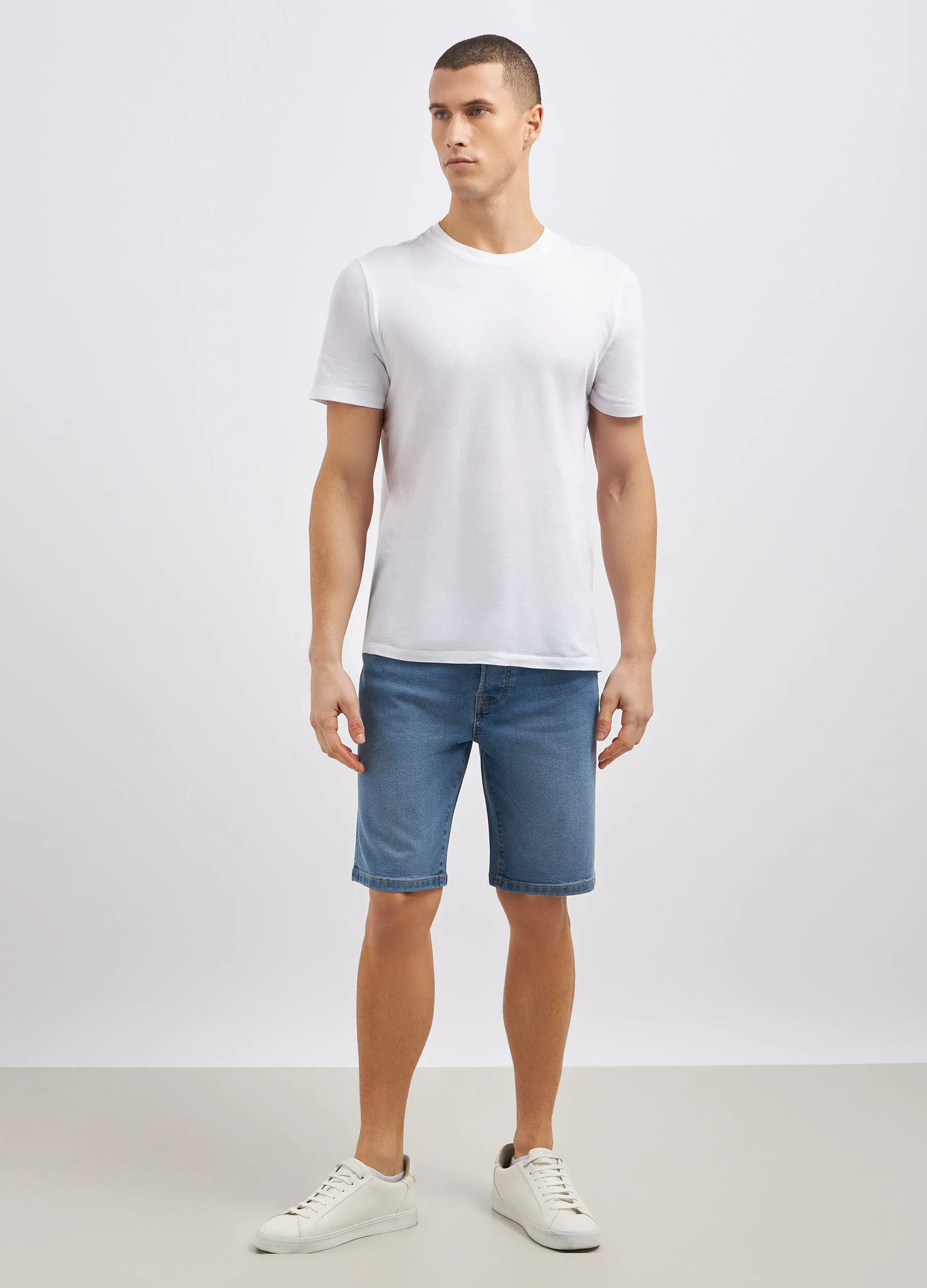 Shorts in denim di misto cotone uomo