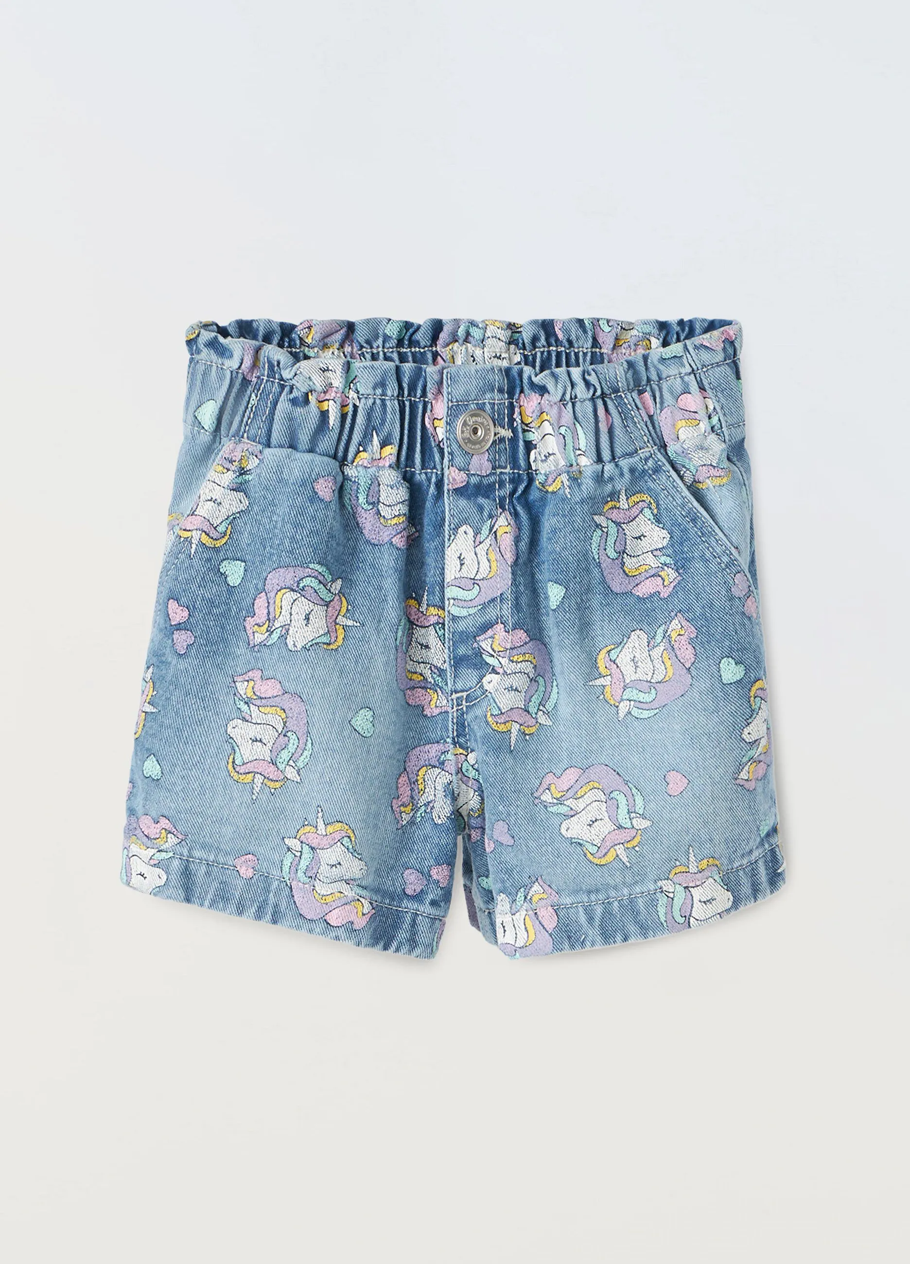 Shorts in denim di puro cotone bambina