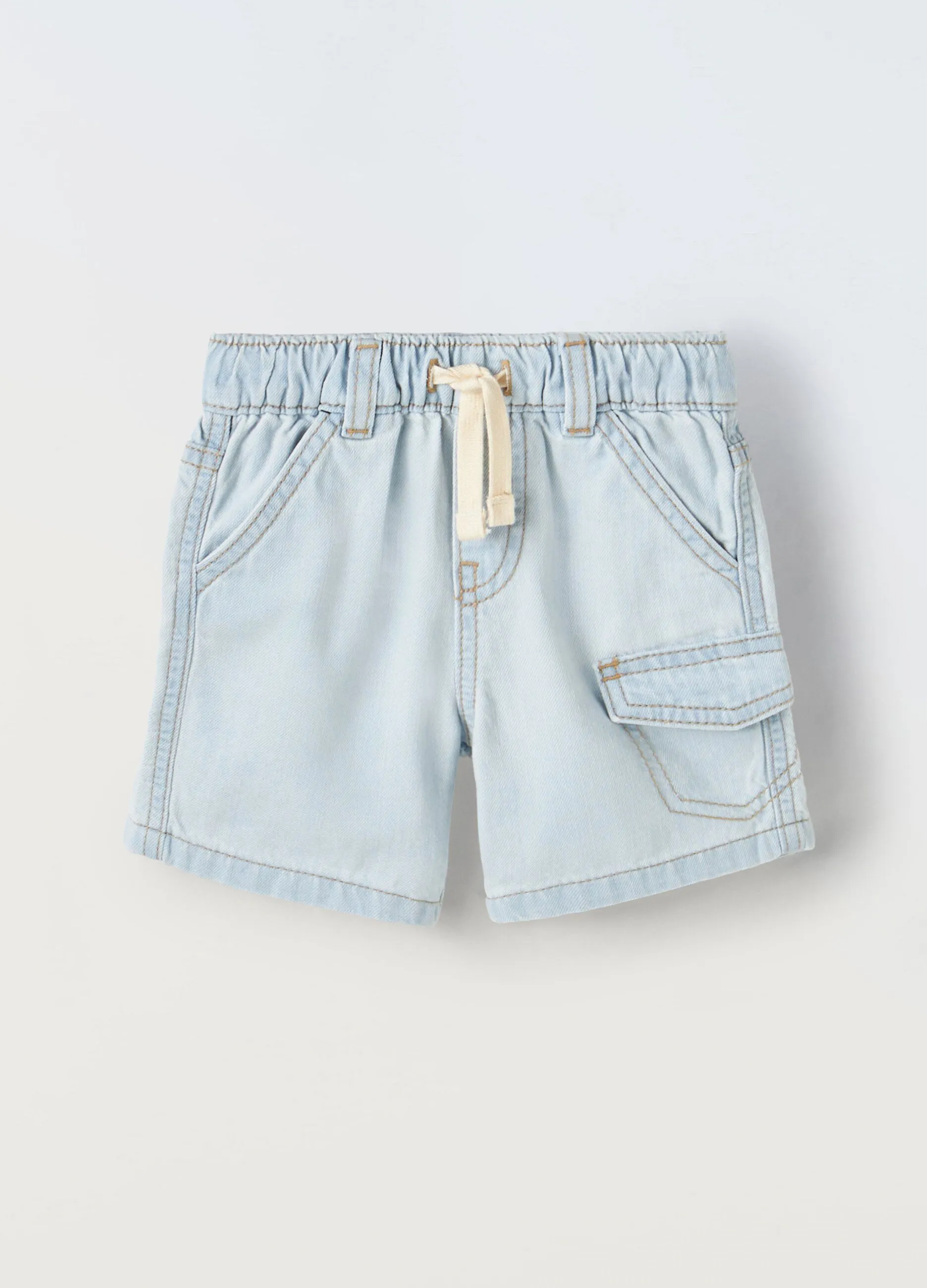 Shorts in denim di puro cotone neonato