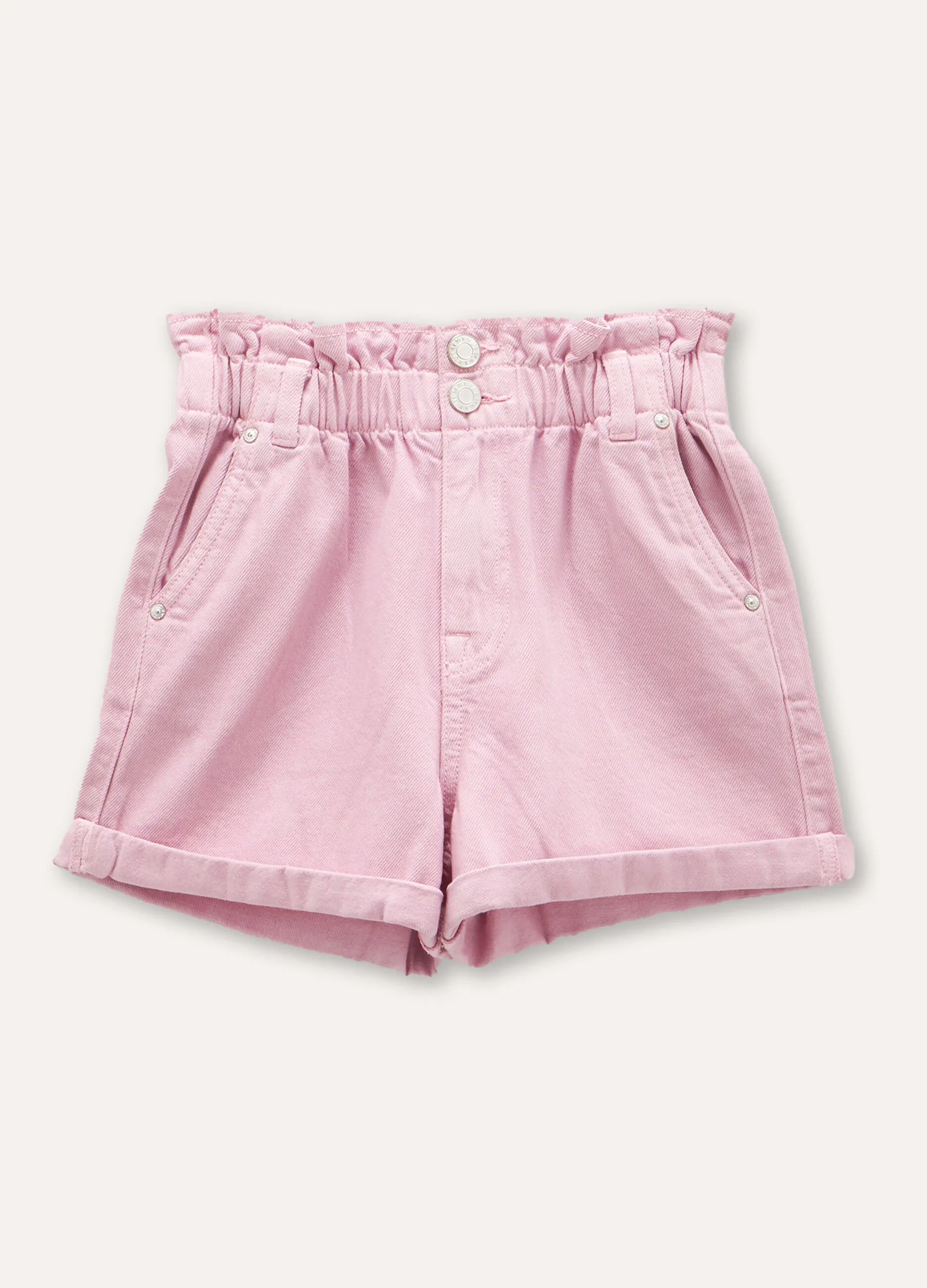 Shorts in denim di puro cotone ragazza