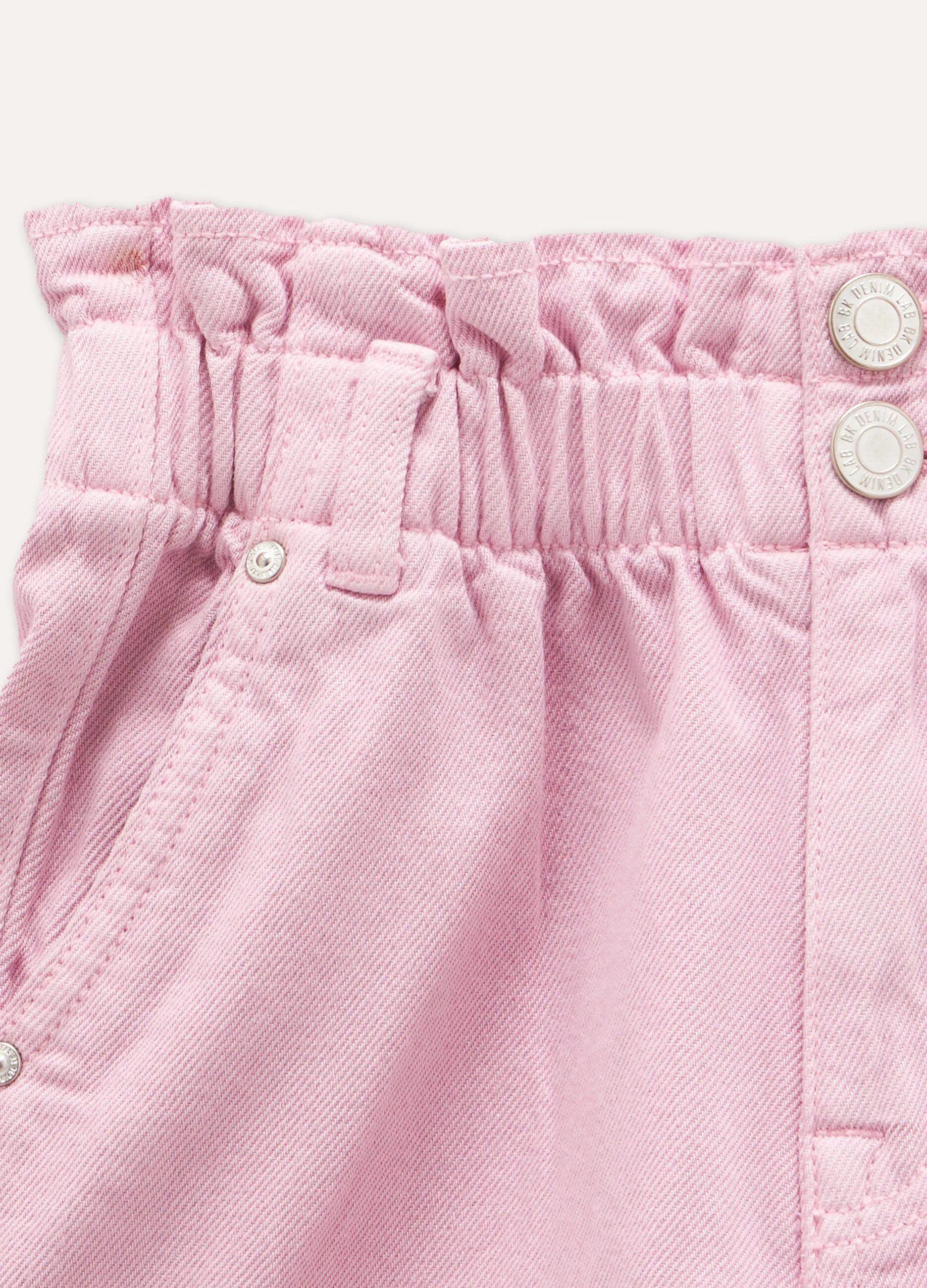 Shorts in denim di puro cotone ragazza