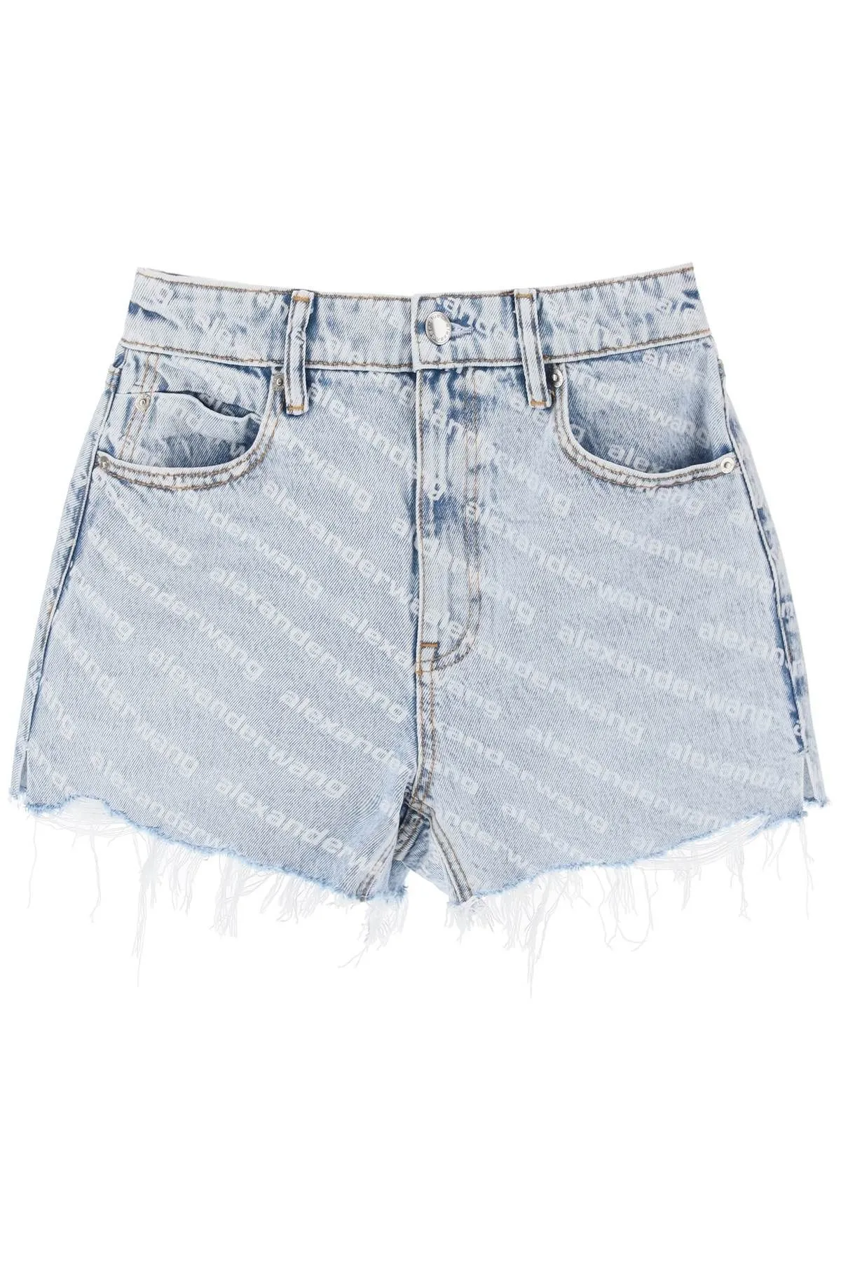 Shorts in denim logato