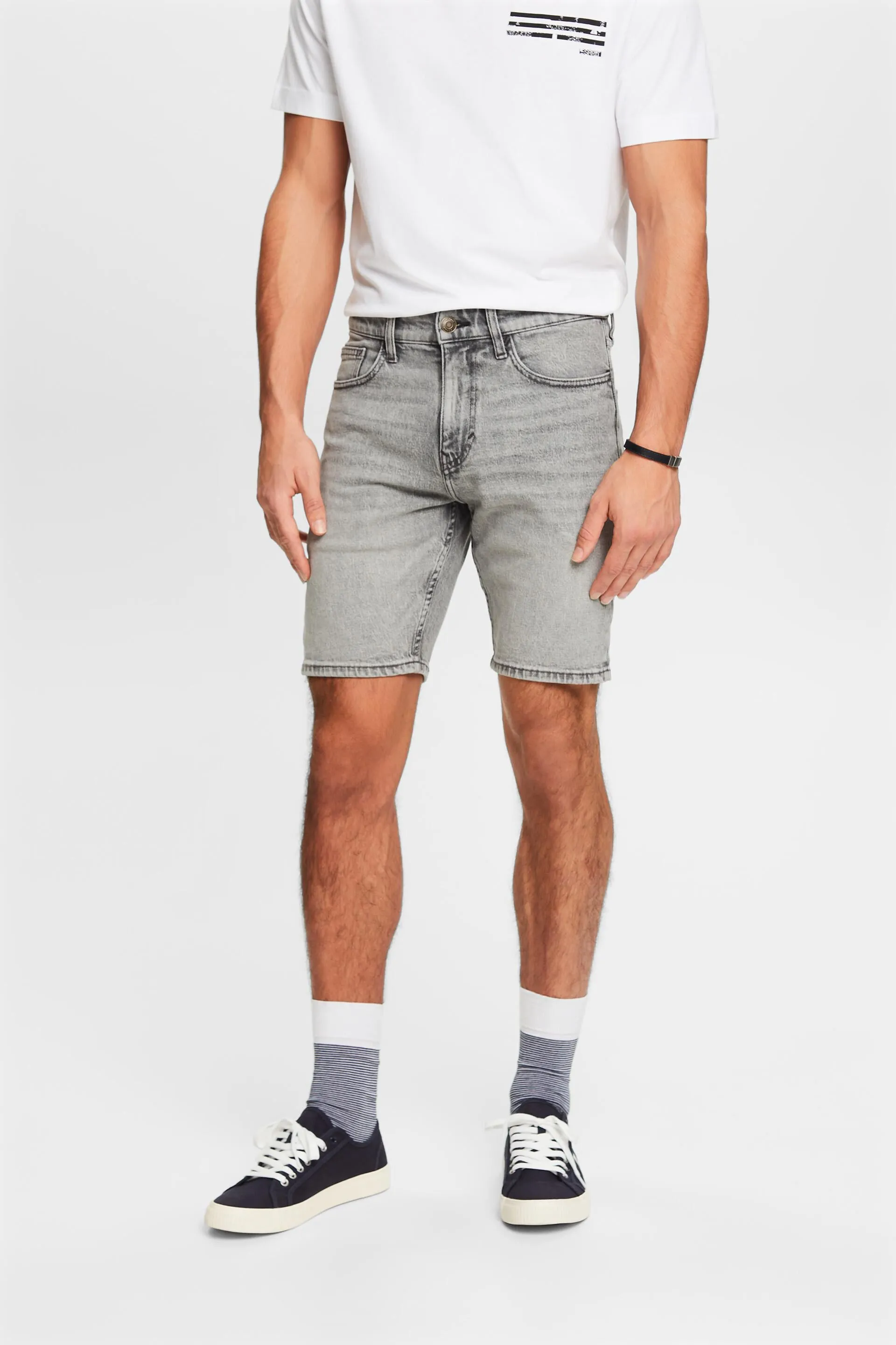 Shorts in denim slim fit a vita media